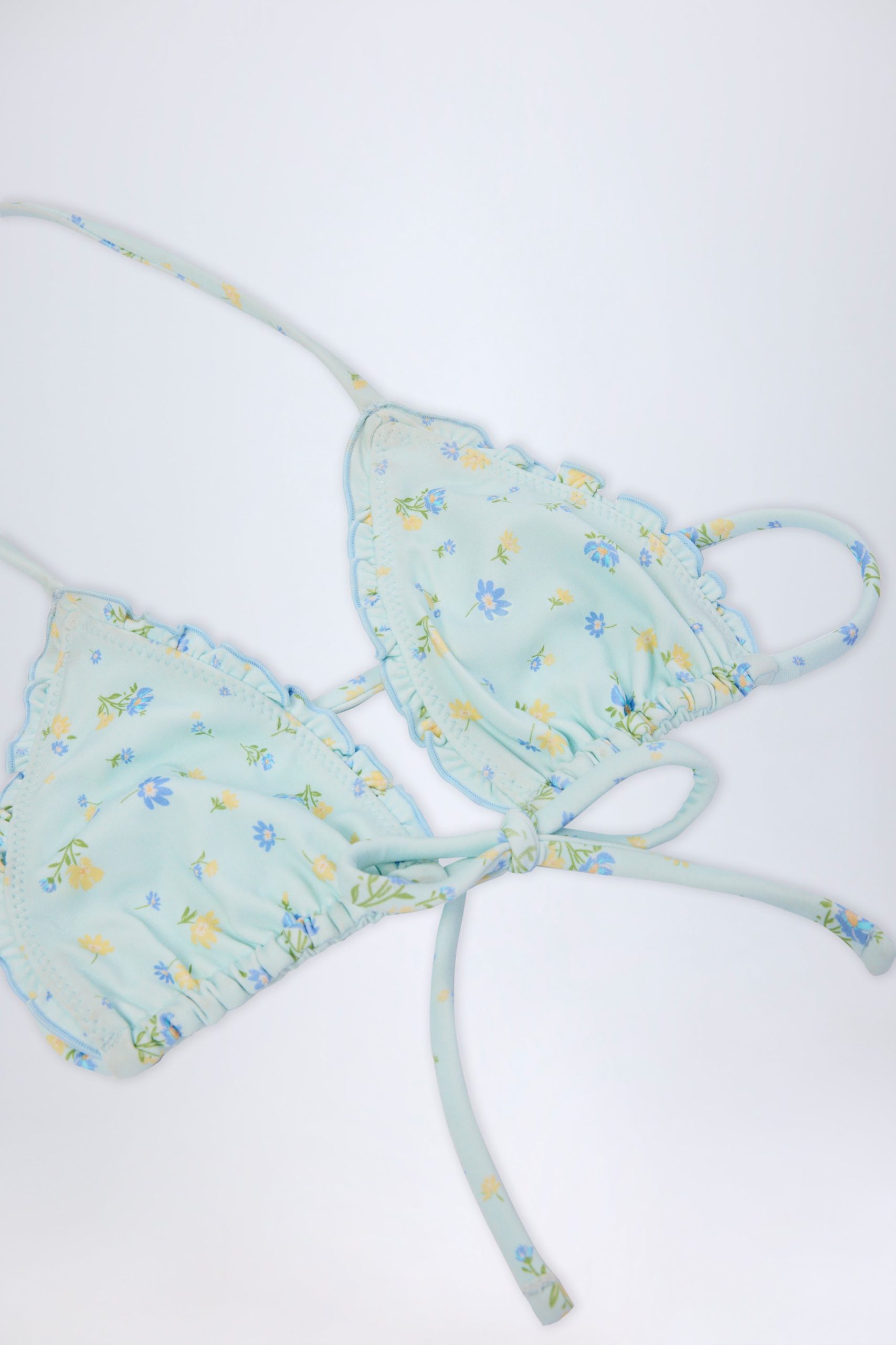 Micro Triangle Bikini Top in Blue Floral - Image 5