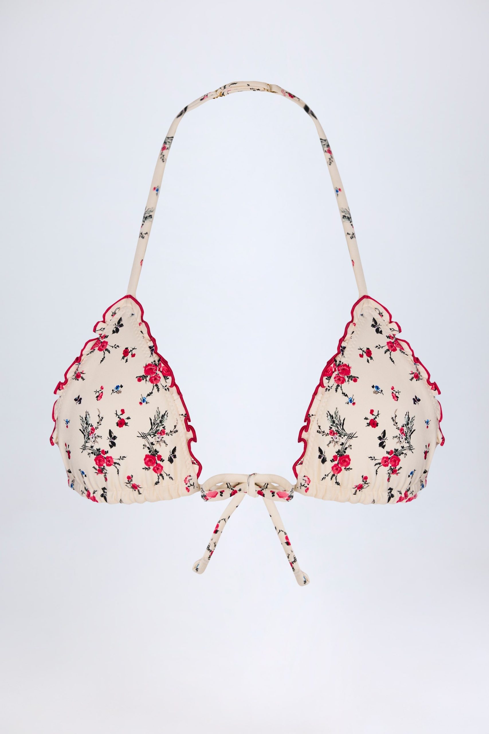 Micro Triangle Bikini Top in Red Floral - Image 4