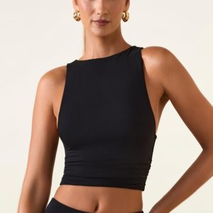 Modal Boat-Neck Tank Top in Black