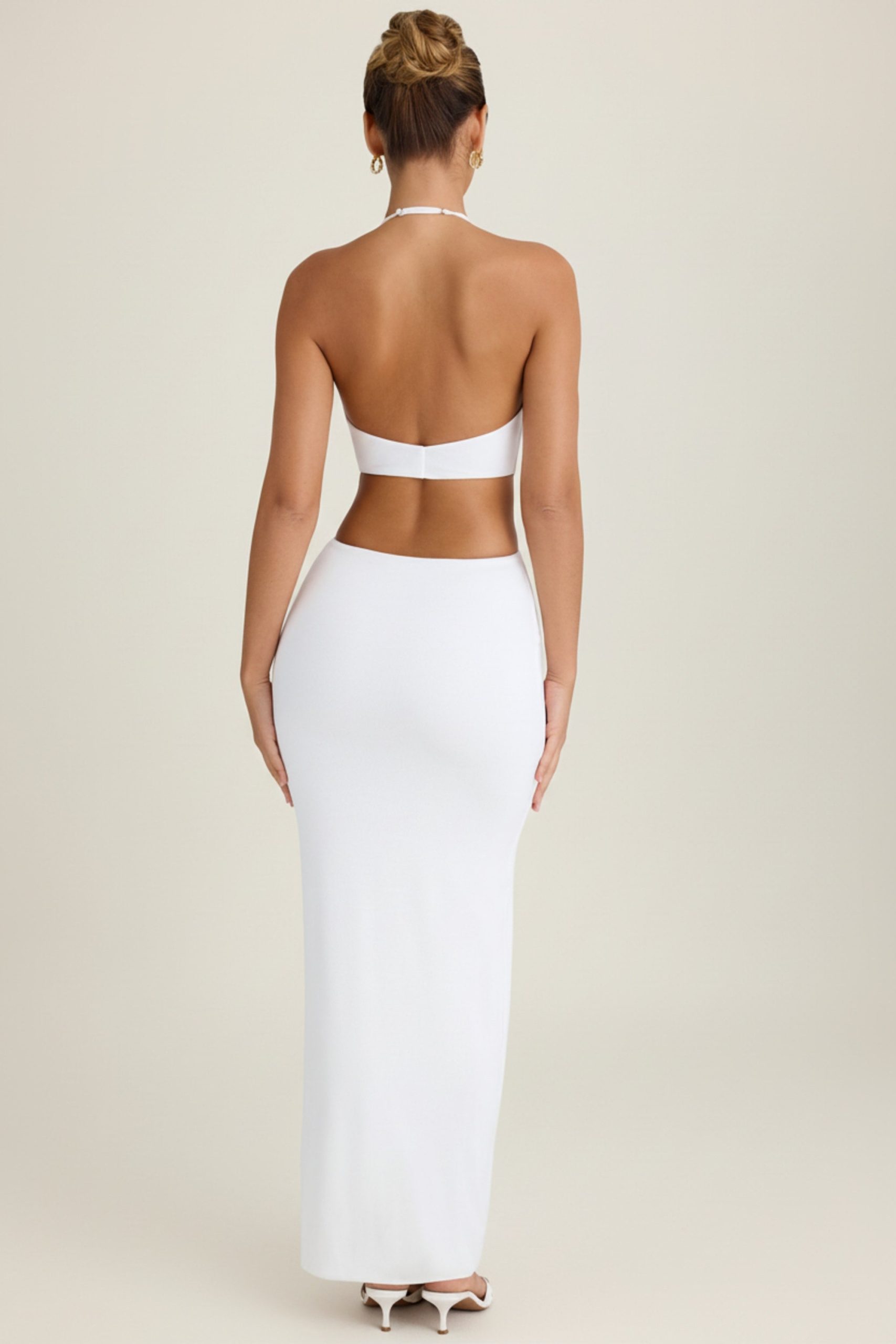 Cut-Out Halterneck Maxi Dress in White - Image 2
