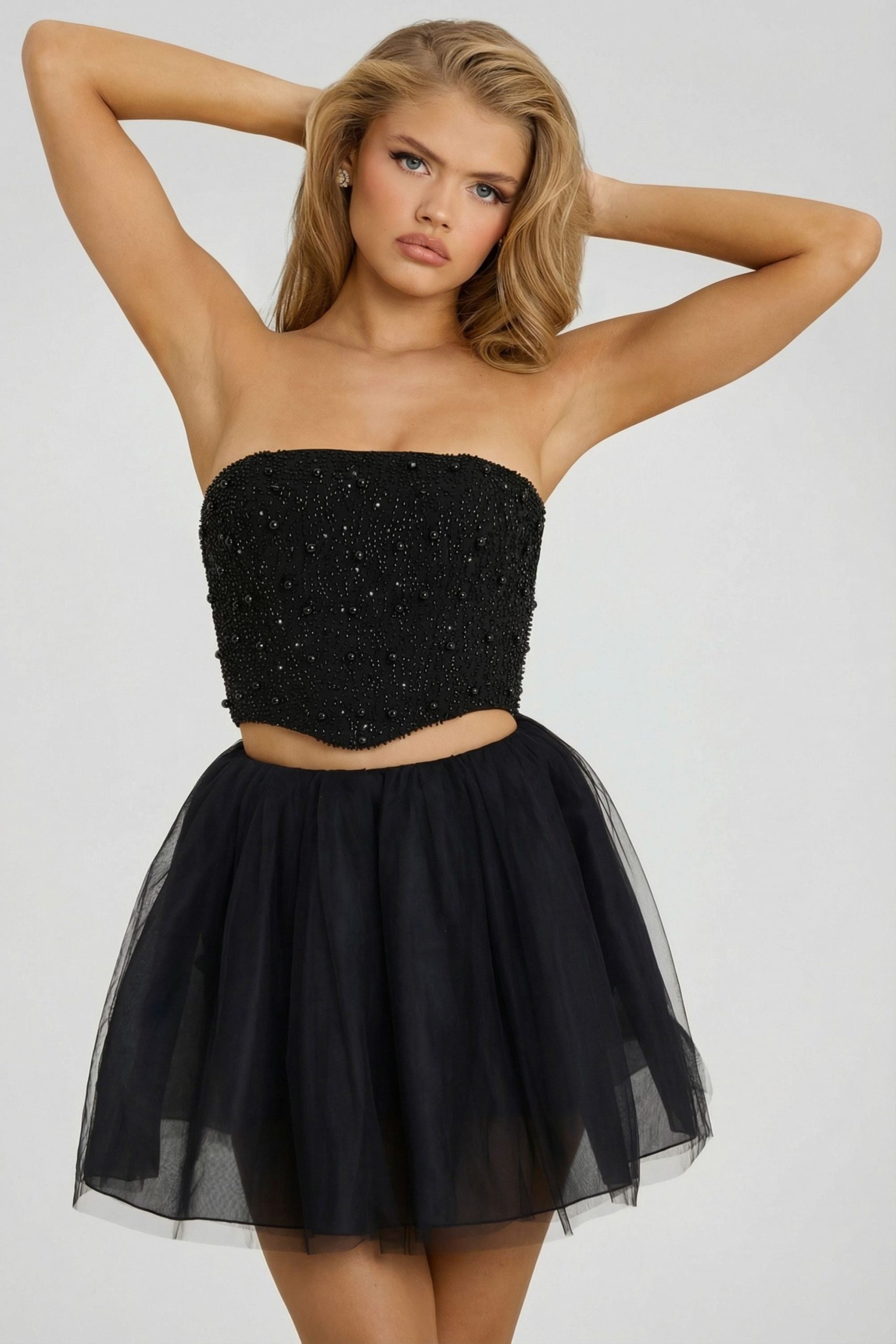 High Waist Tulle Mini Skirt in Black - Image 9