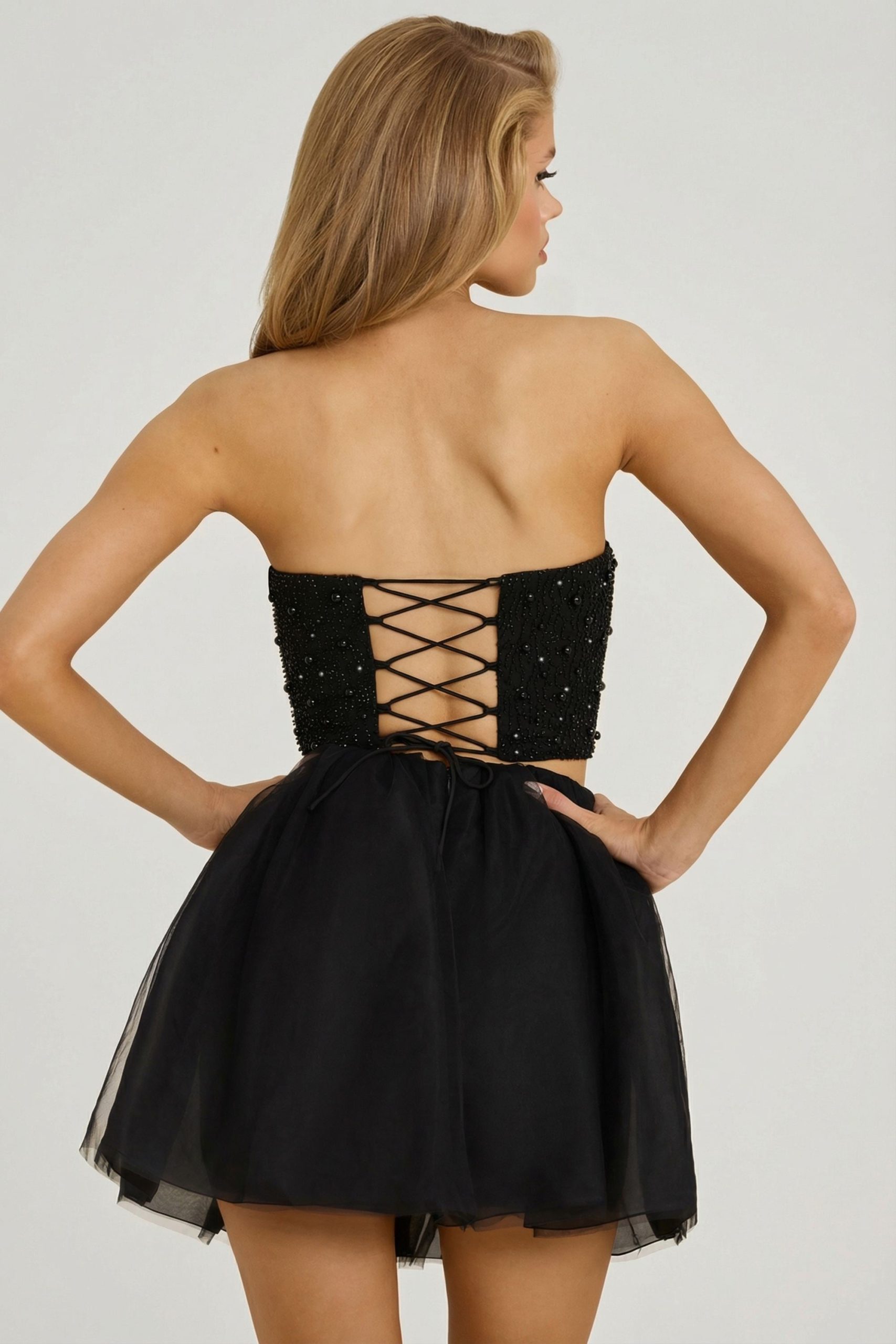 High Waist Tulle Mini Skirt in Black - Image 7