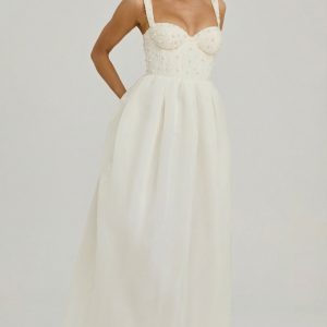 Embellished Corset Gown in White