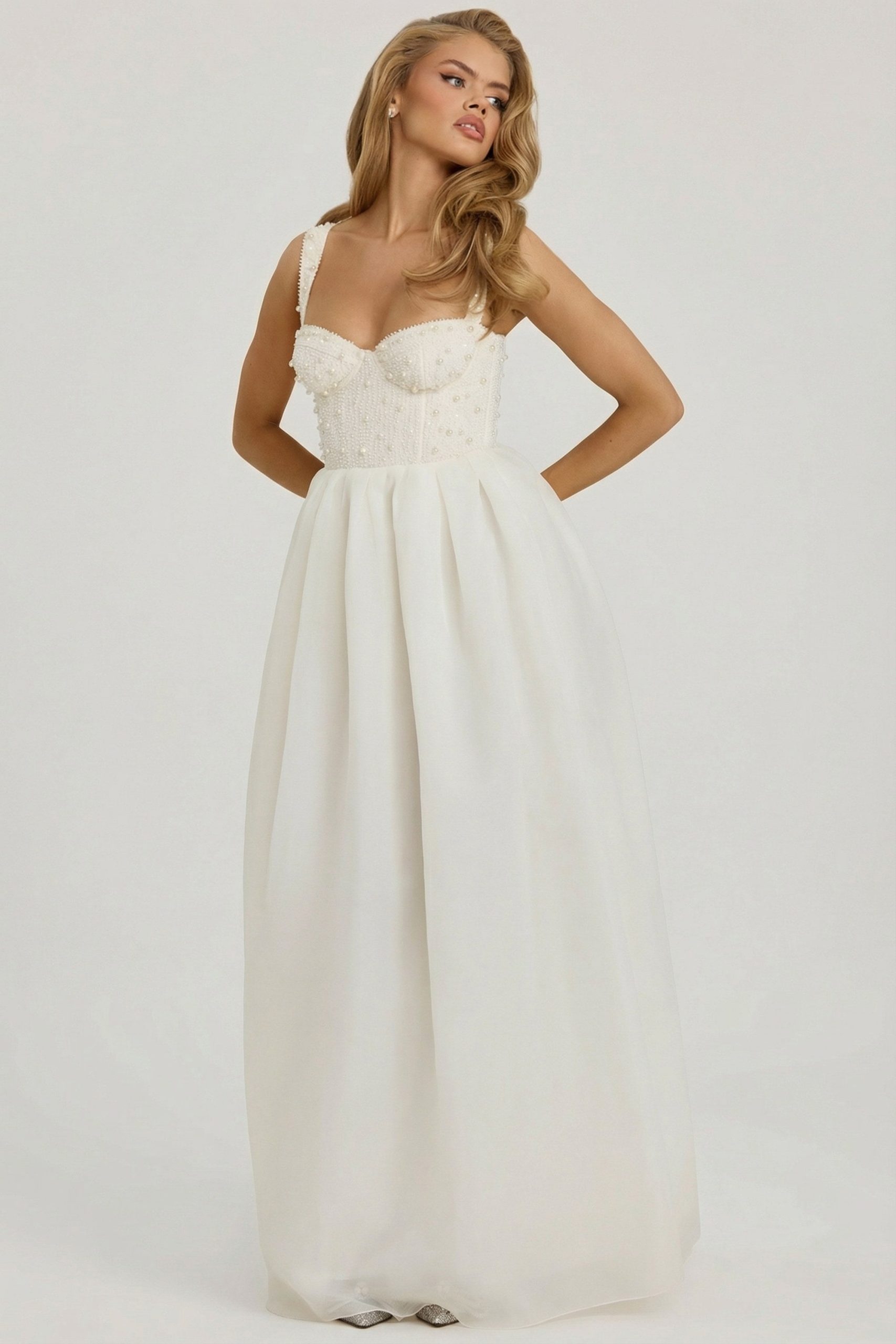 Embellished Corset Gown in White - Image 6