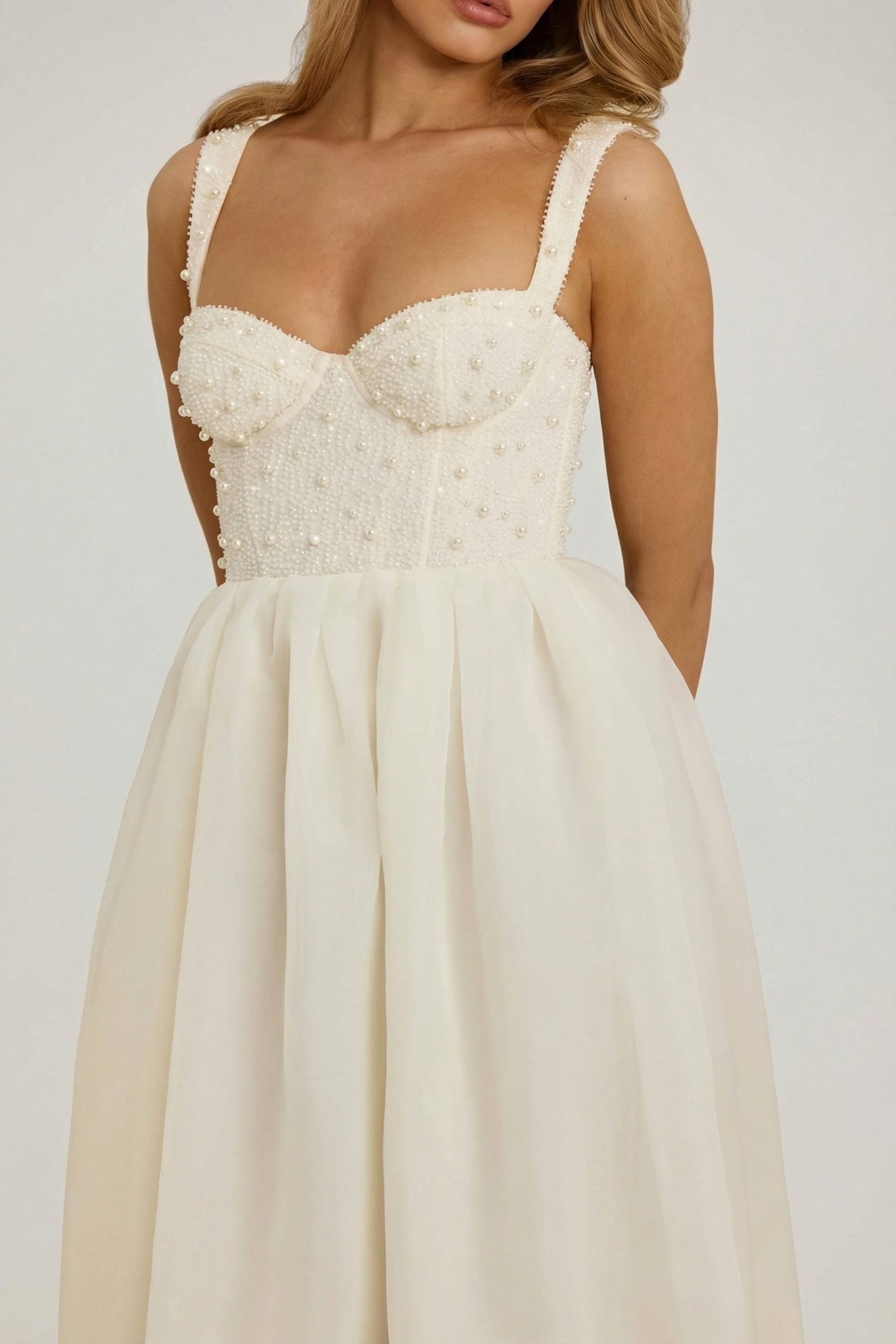 Embellished Corset Gown in White - Image 3
