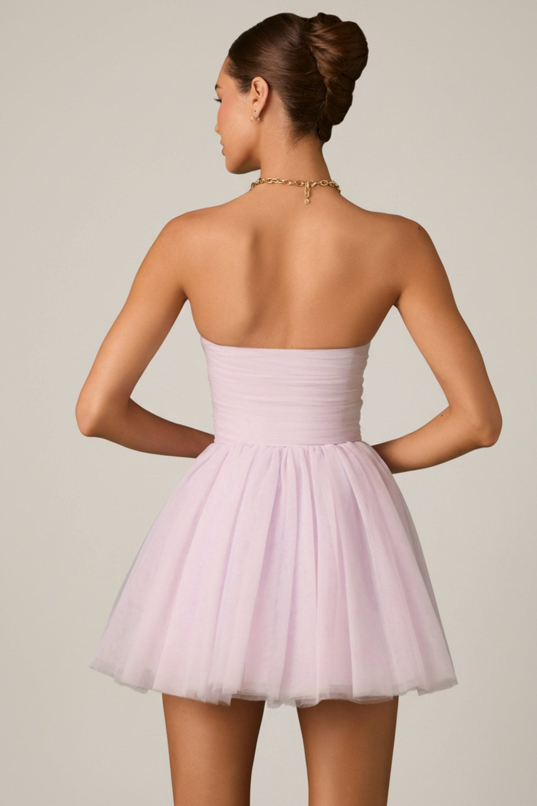 Tulle Corset Mini Dress in Lilac - Image 2