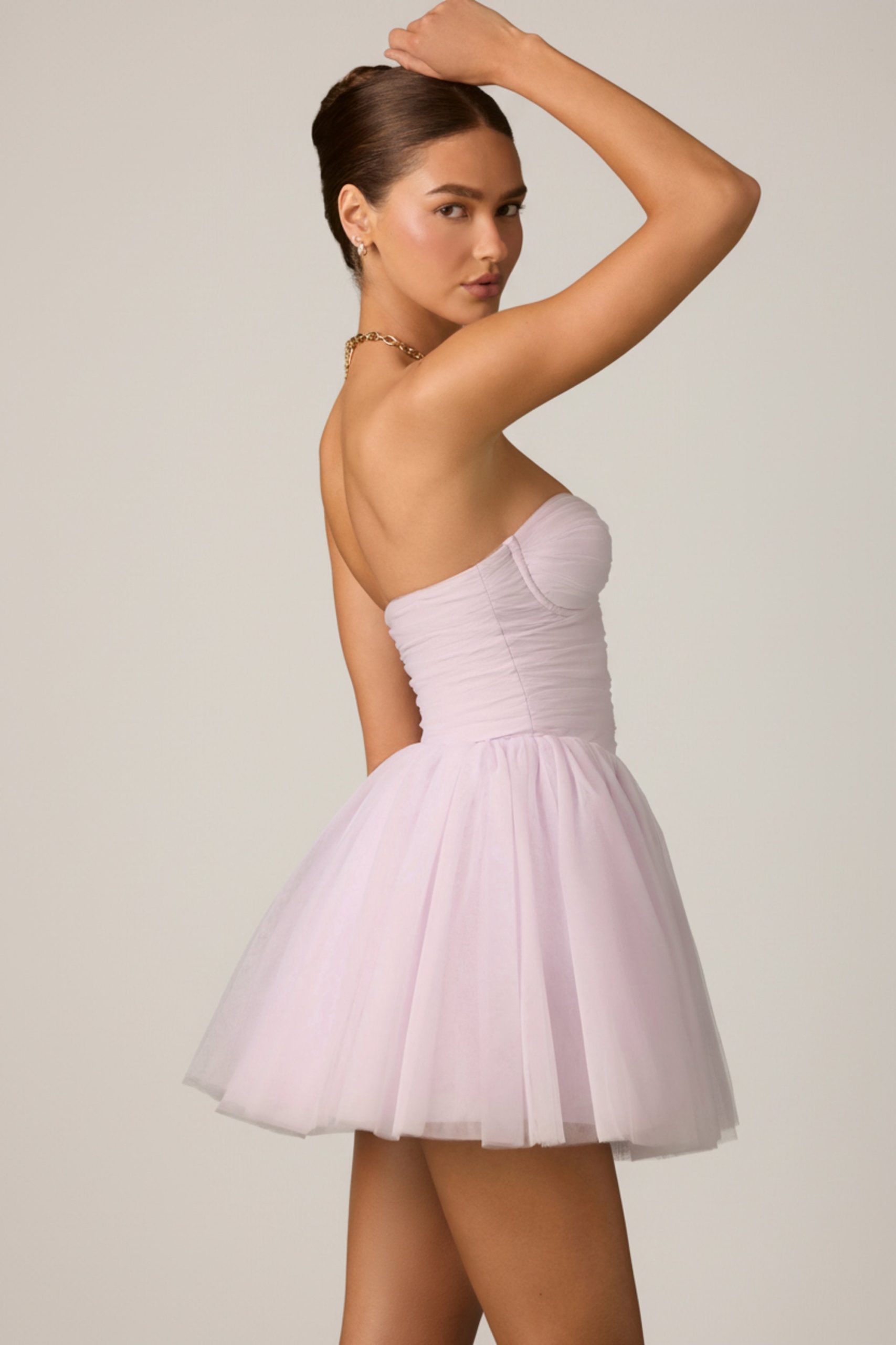 Tulle Corset Mini Dress in Lilac - Image 4