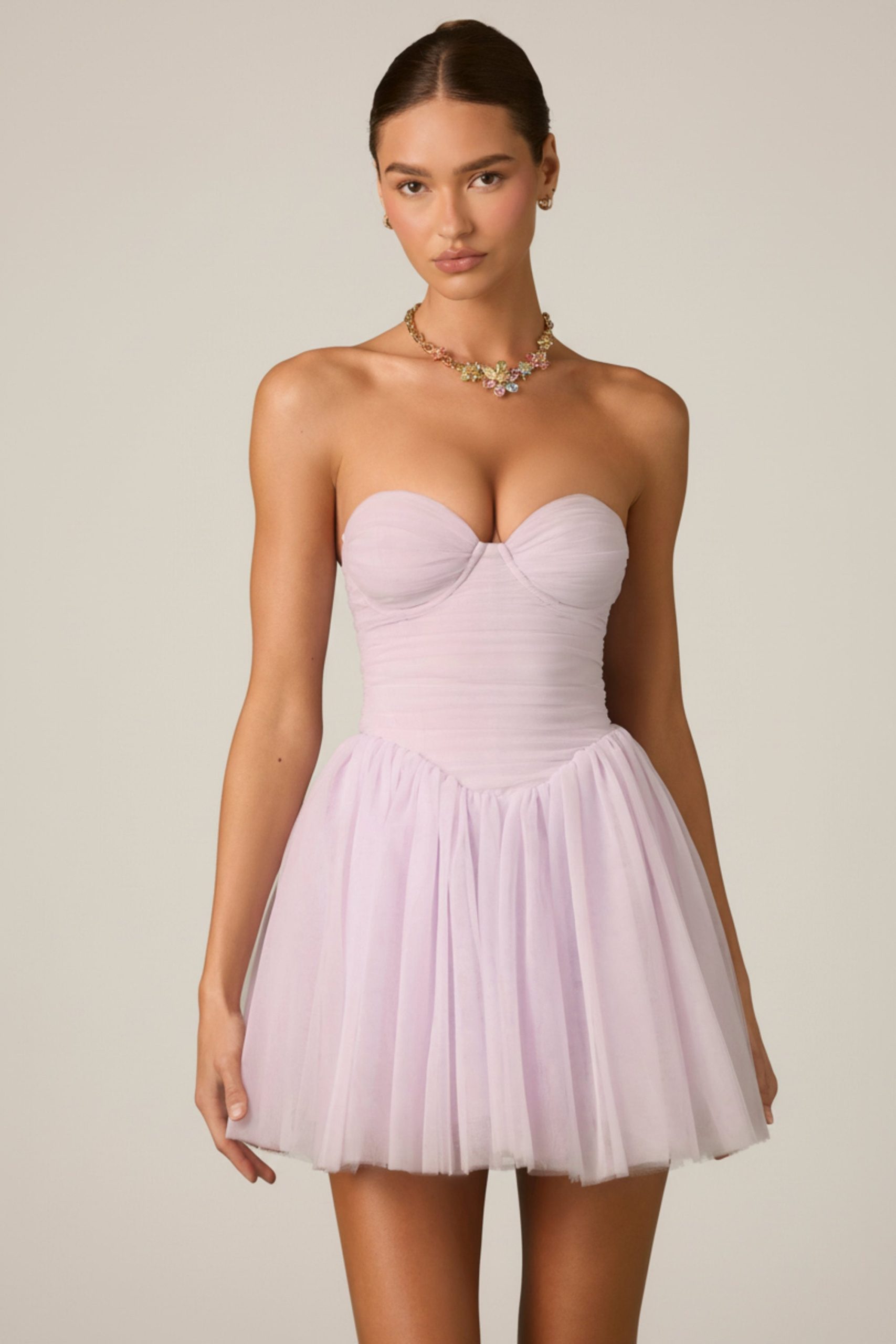 Tulle Corset Mini Dress in Lilac - Image 6