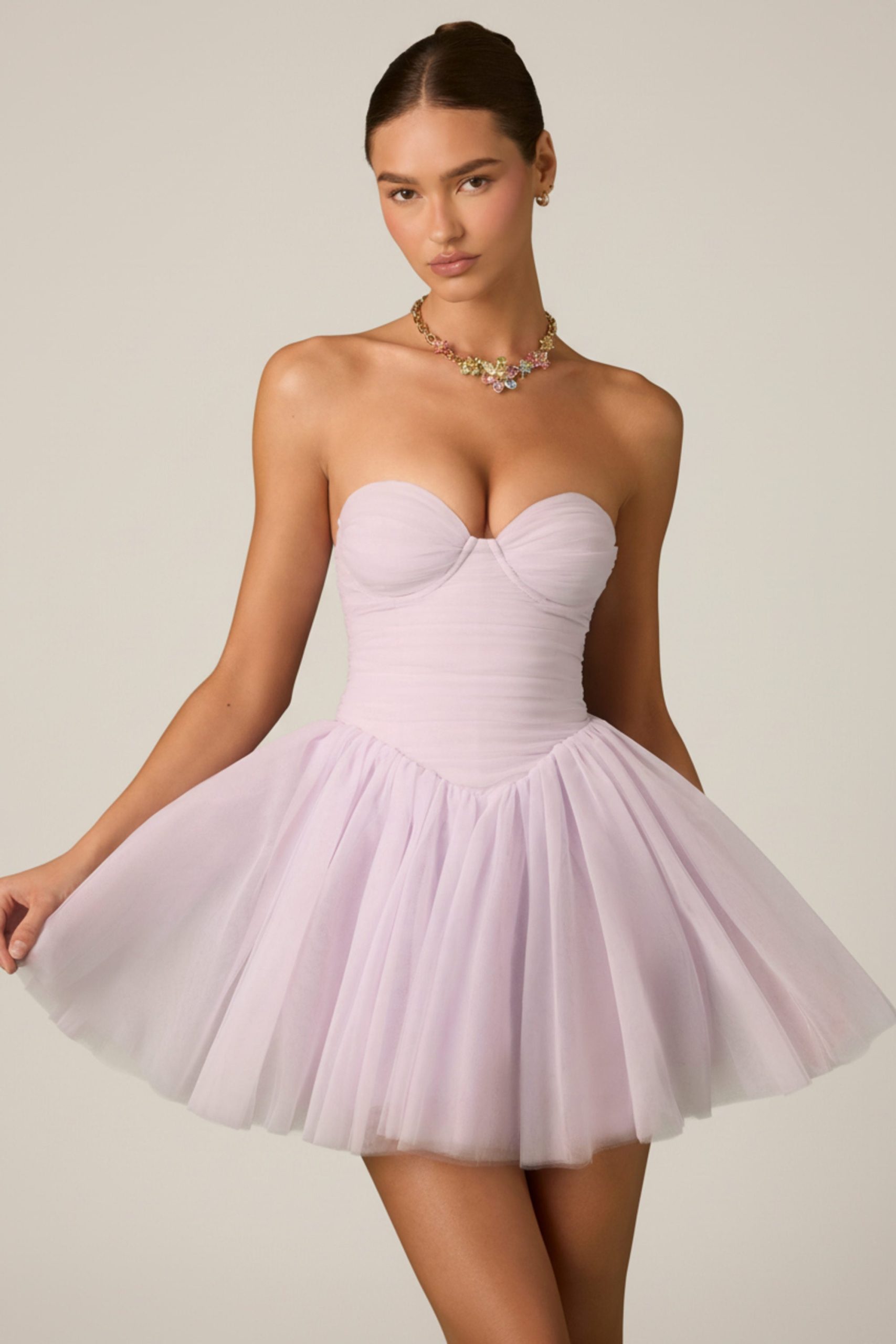 Tulle Corset Mini Dress in Lilac - Image 7