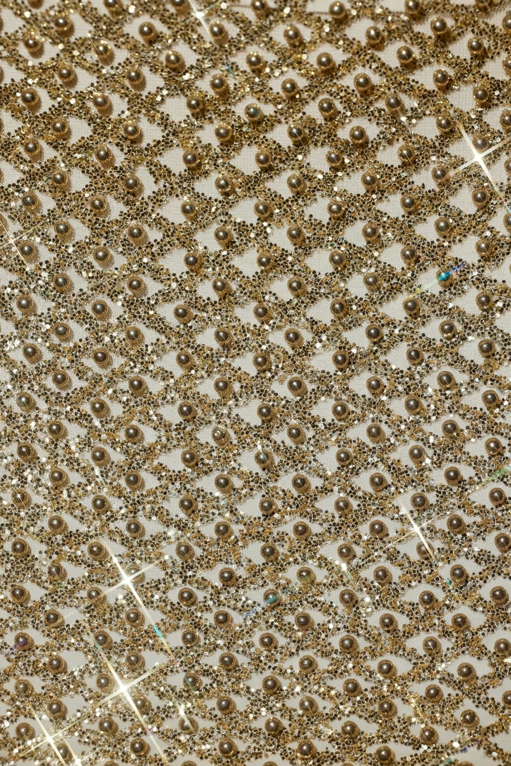 Embellished Low-Rise Mini Skirt in Gold - Image 6