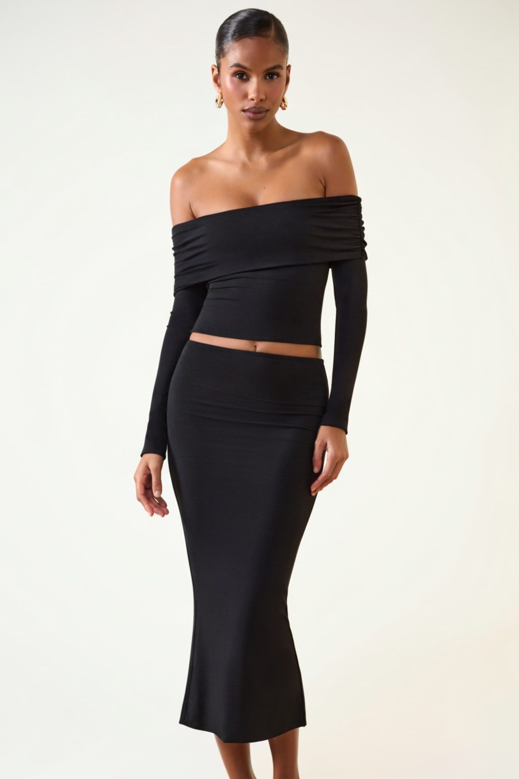 Modal Off-Shoulder Long-Sleeve Top in Black - Image 5