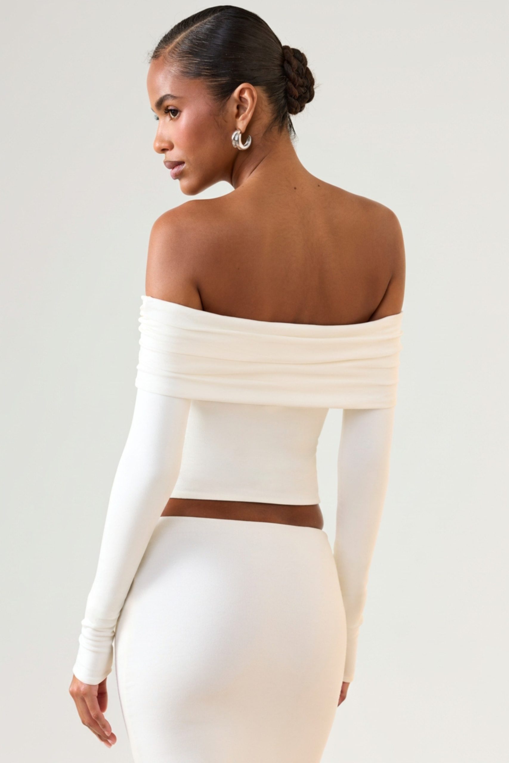 Modal Off-Shoulder Long-Sleeve Top in White - Image 2