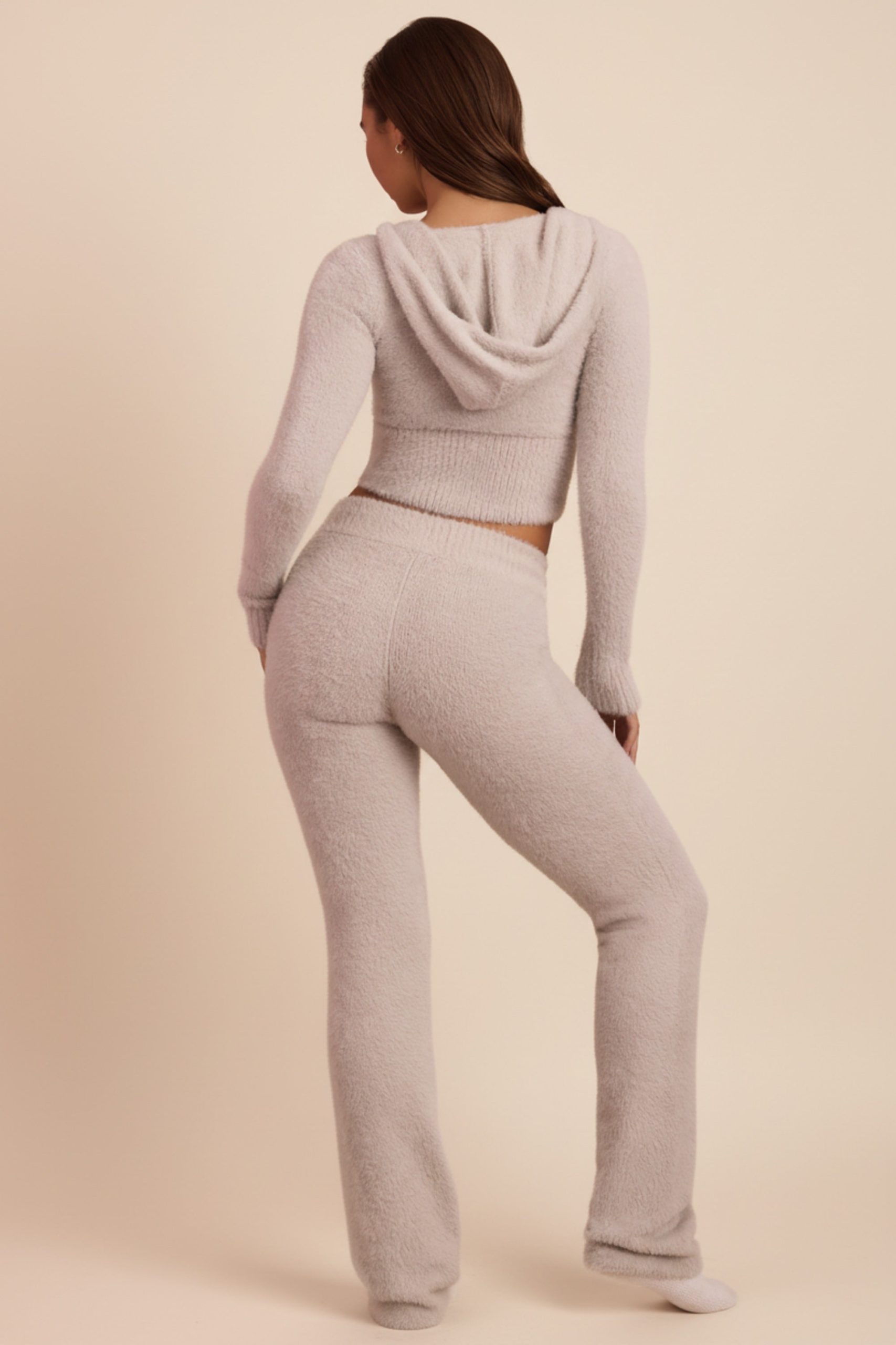 Fluffy Knit Wide-Leg Trousers in Cloud Grey - Image 2