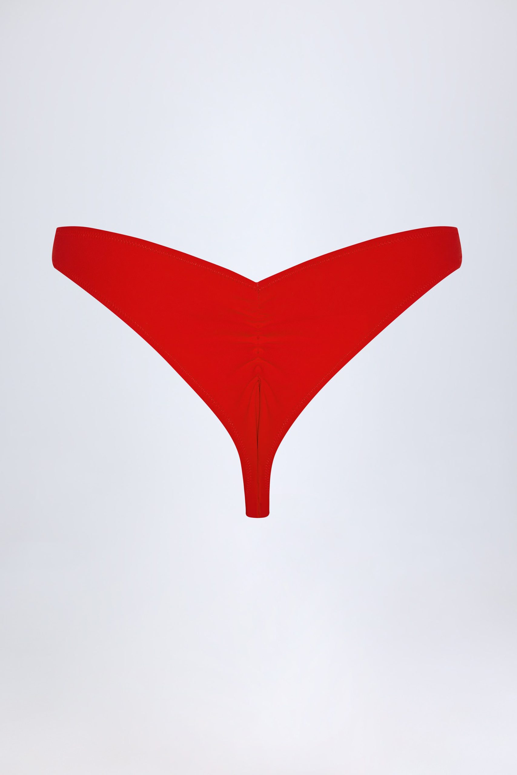Ruched Cheeky Bikini Bottoms in Fiery Red - Image 4