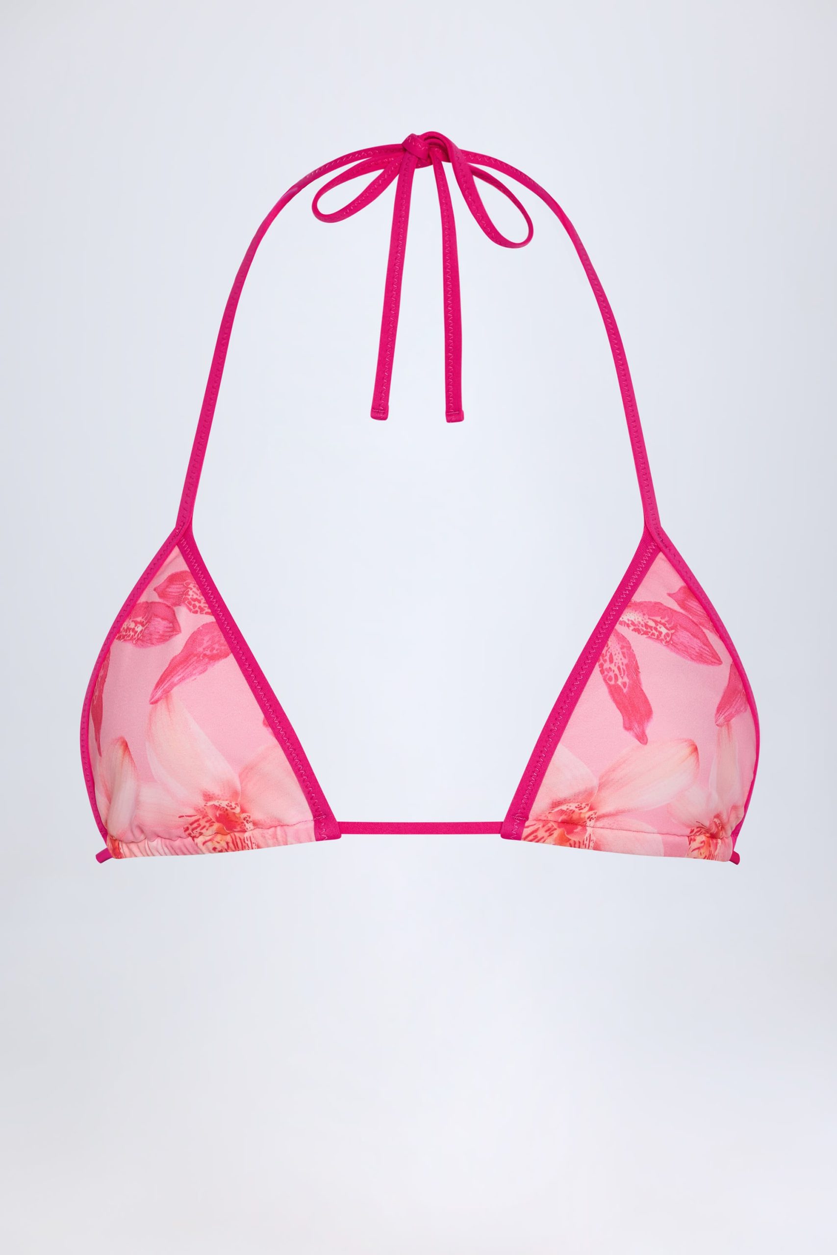 Triangle Bikini Top in Pink Orchid Print - Image 3