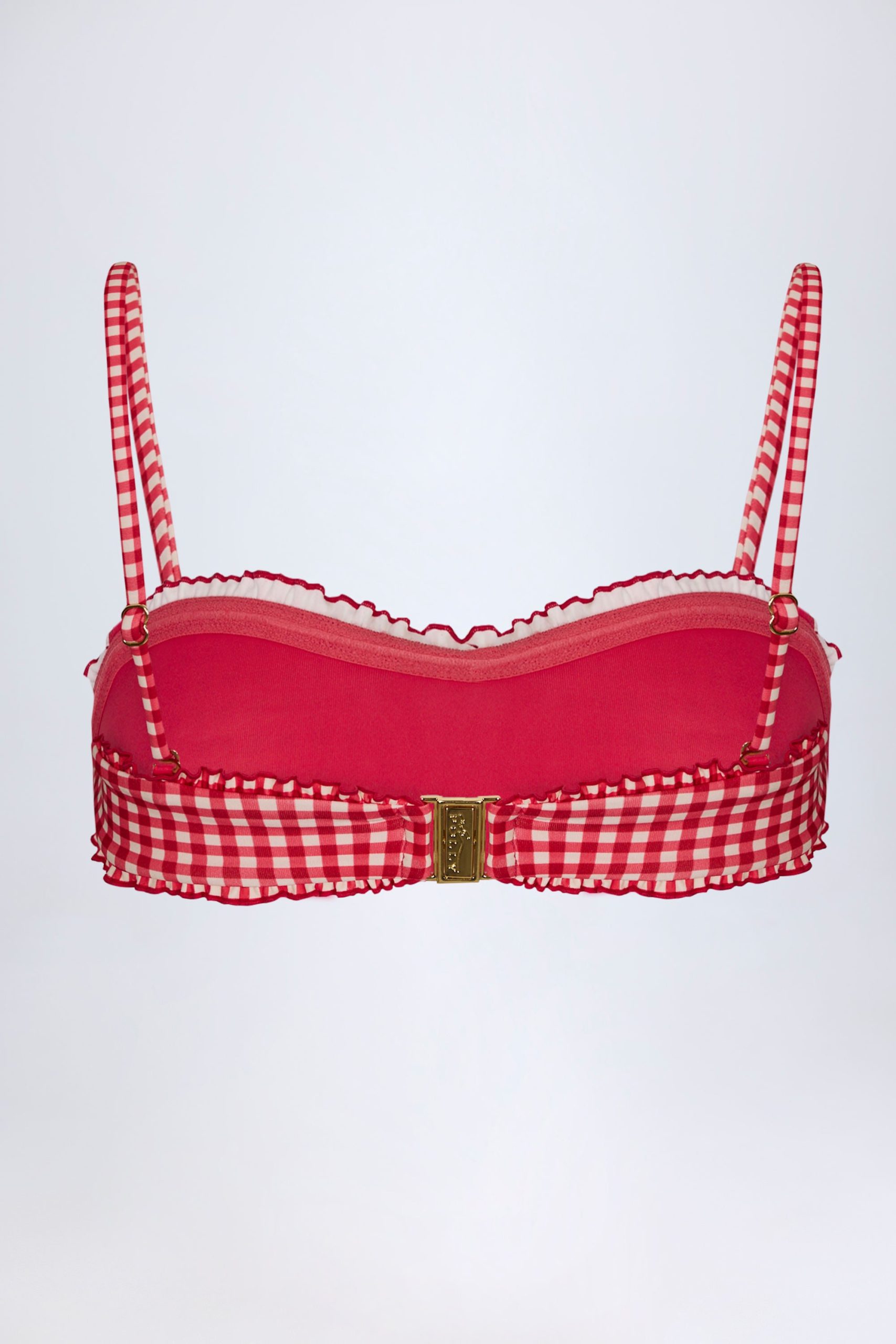 Ruffled Bandeau Bikini Top in Red Gingham - Image 4