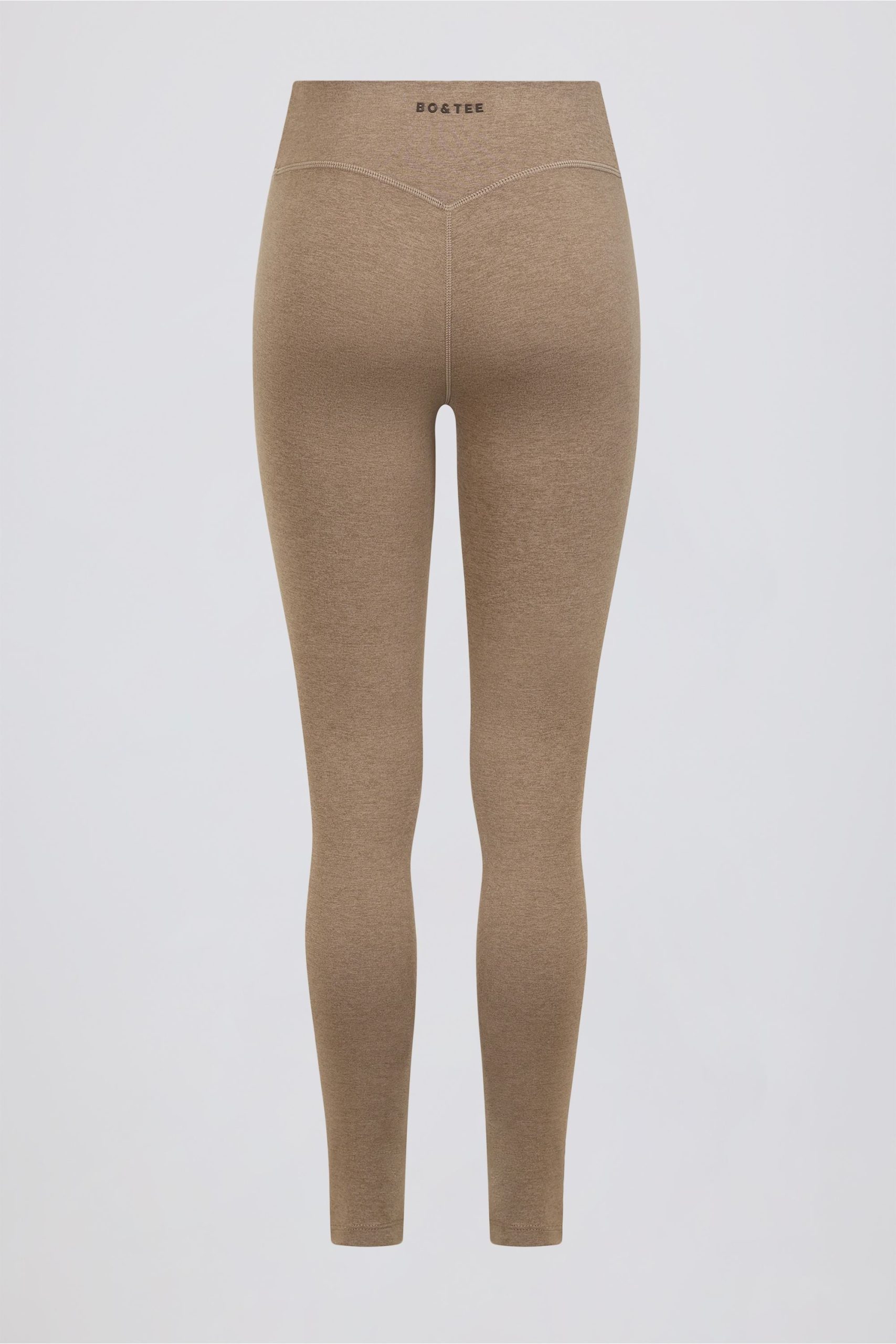 Brushed Jersey Ruched Mid-Rise Leggings in Mocha Marl - Image 6