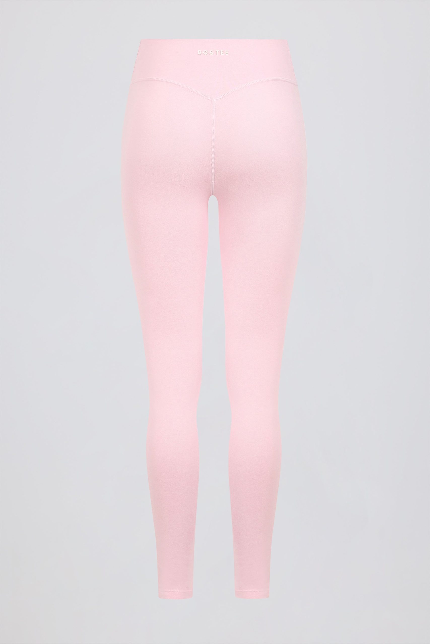 Brushed Jersey Ruched Mid-Rise Leggings in Pale Pink Marl - Image 6
