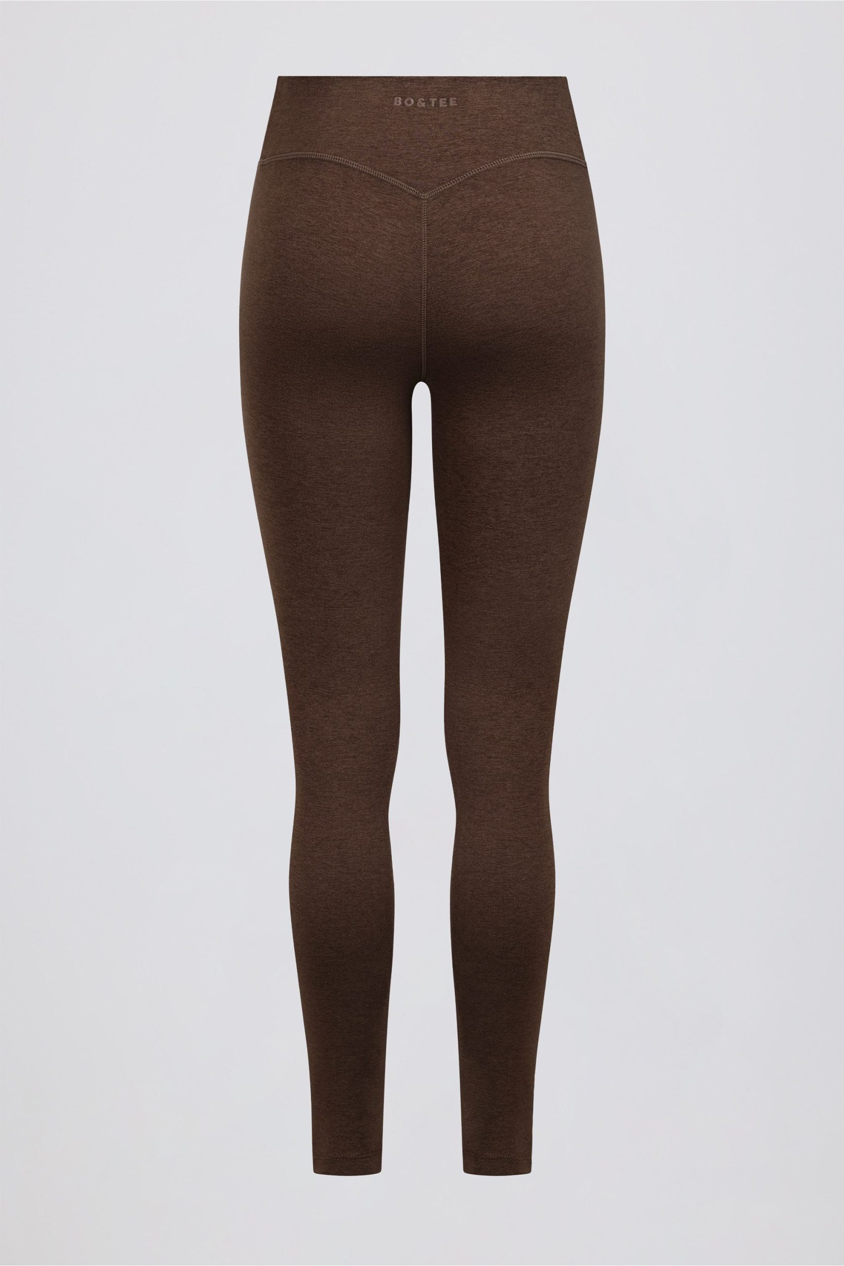Brushed Jersey Ruched Mid-Rise Leggings in Pecan Marl - Image 6