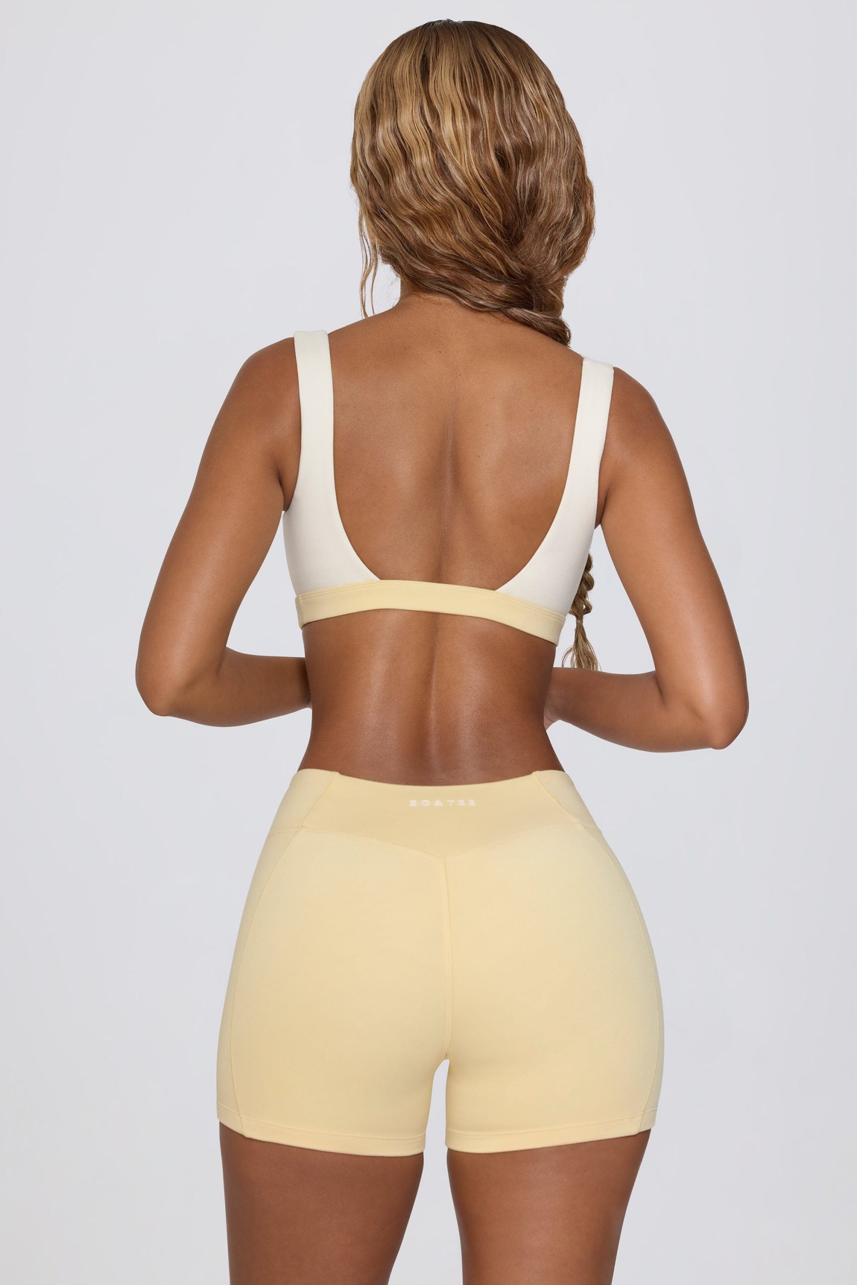 Ruched Mini Shorts in Lemon Marl - Image 3