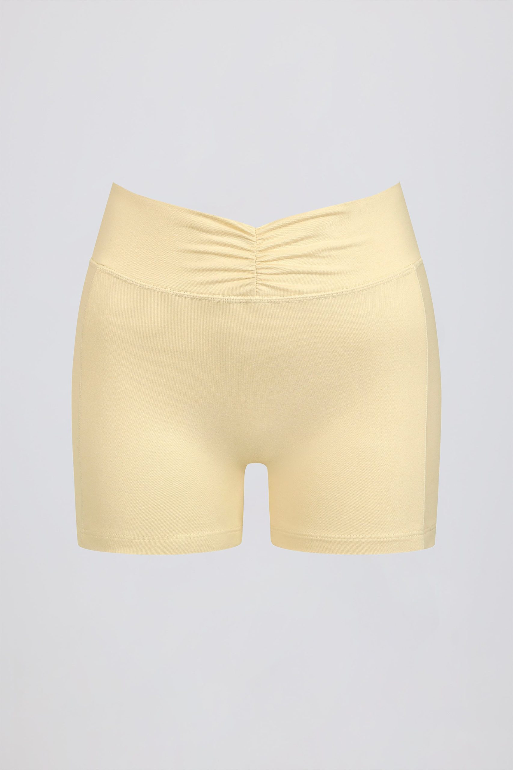 Ruched Mini Shorts in Lemon Marl - Image 5