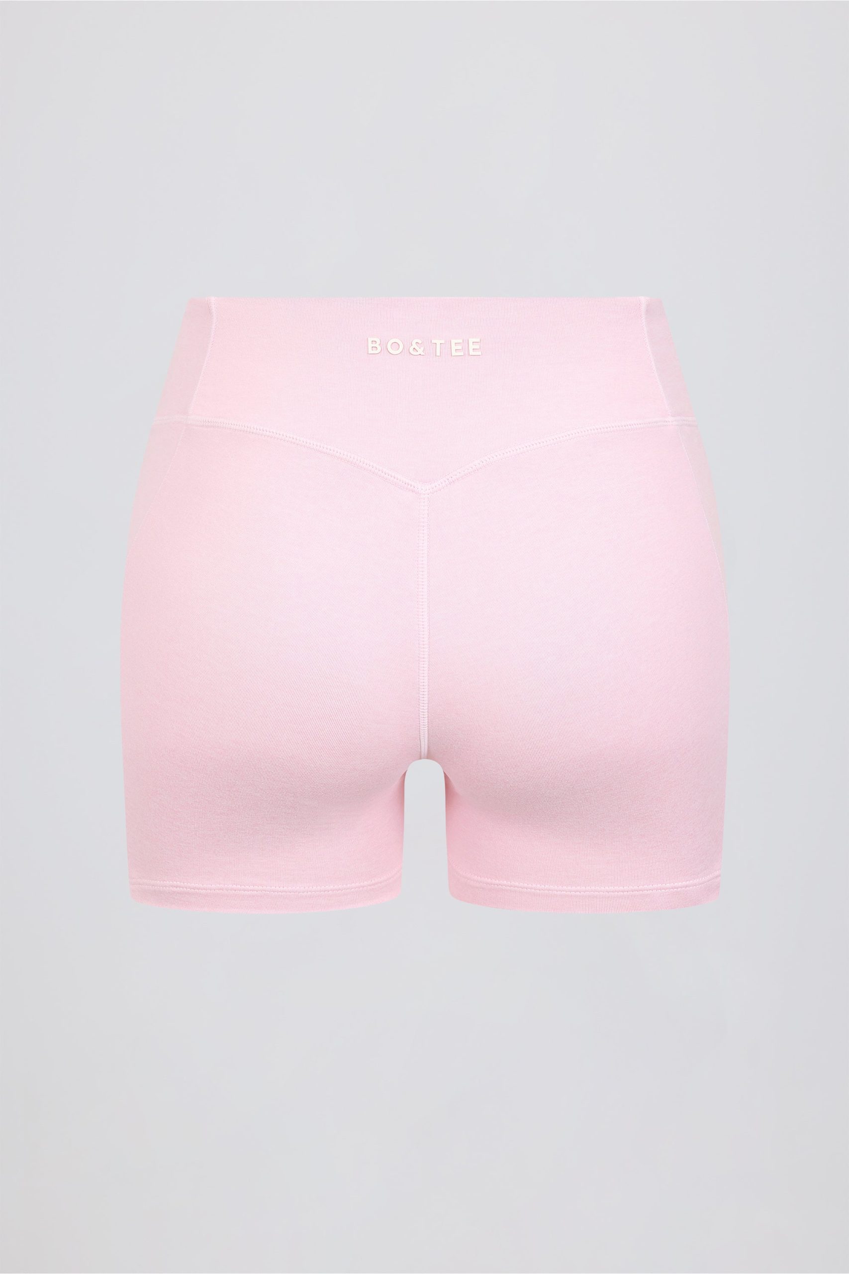 Ruched Mini Shorts in Pale Pink Marl - Image 6