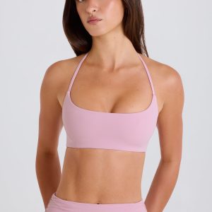 Scoop-Neck Halterneck Sports Bra in Mauve