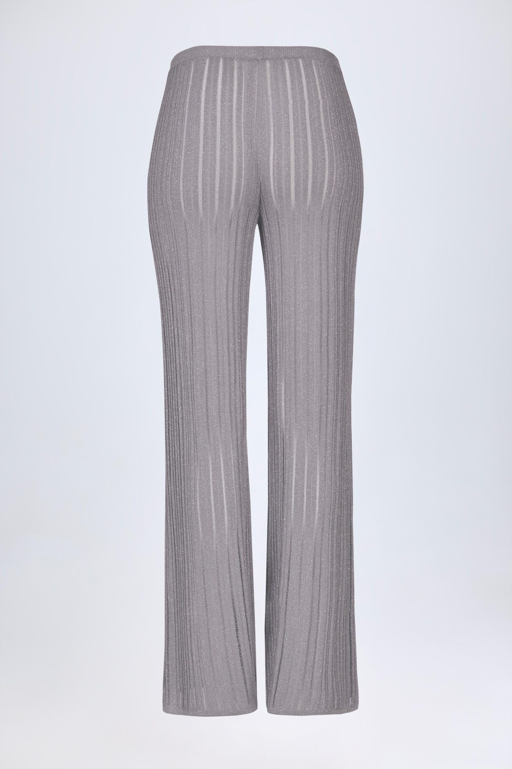 Mid-Rise Flared Trousers in Silver - Image 4