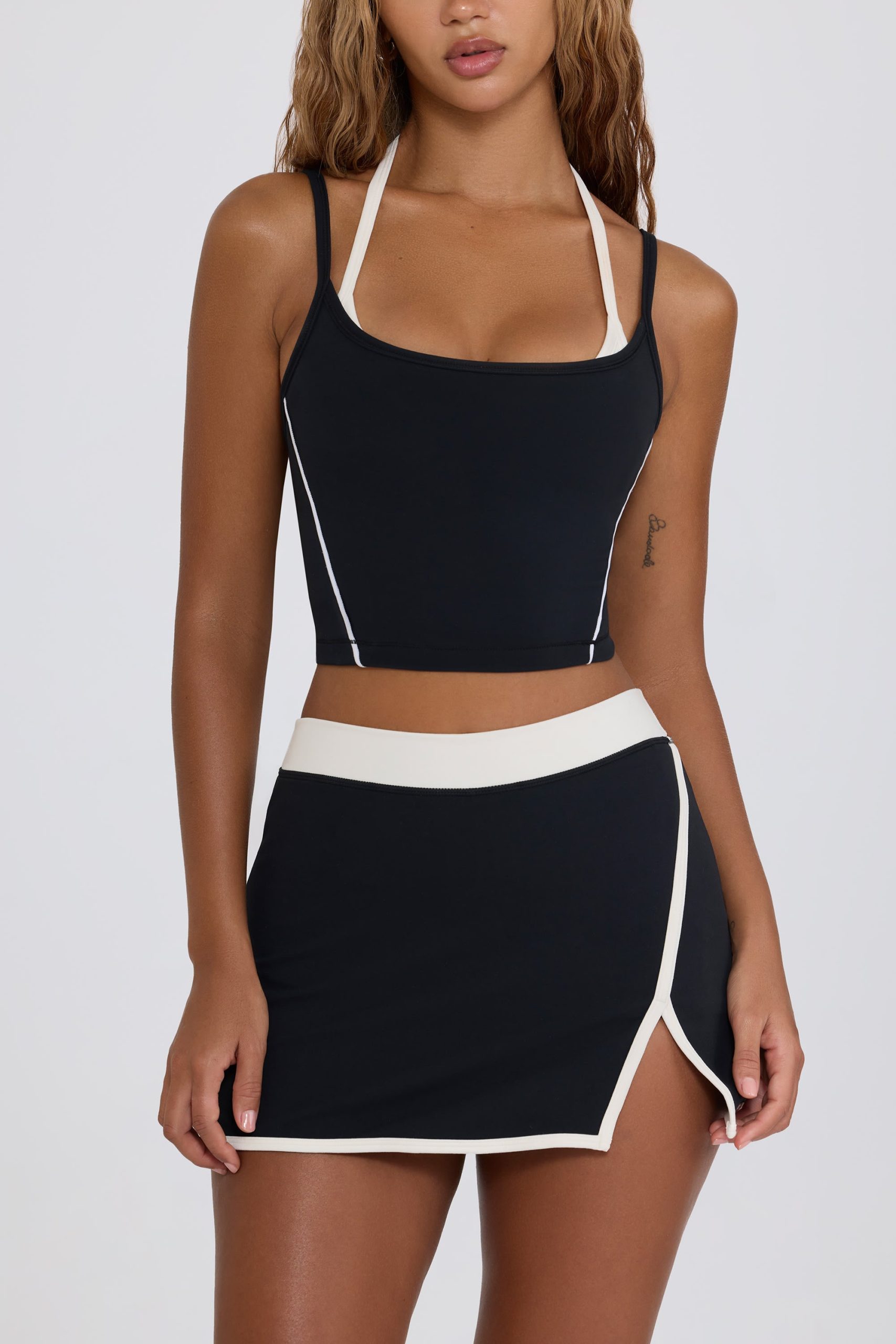 Soft Active Layered Cropped Tank Top in Black - Image 4