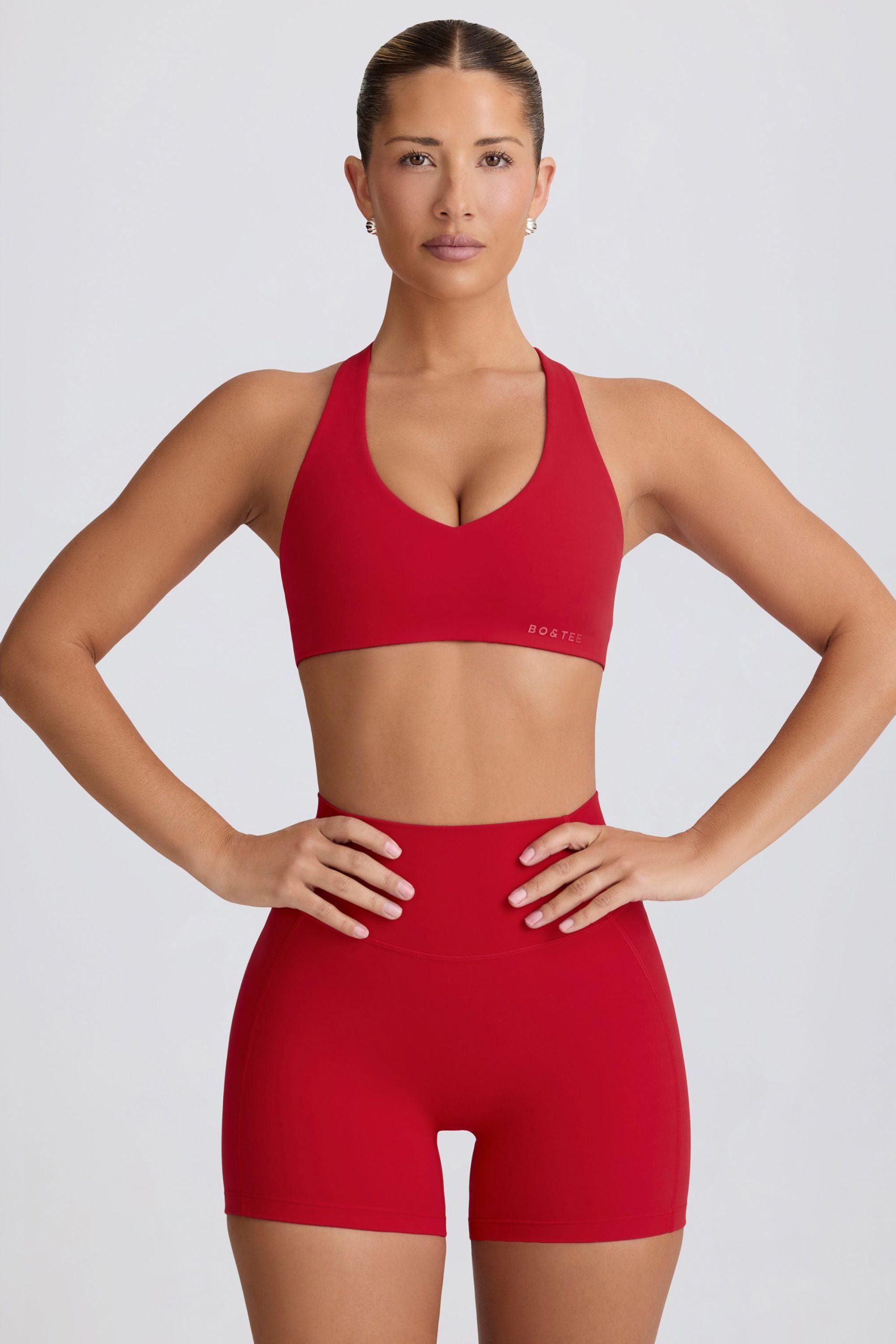 Soft Active V-Neck Sports Bra in Hot Red - Image 7