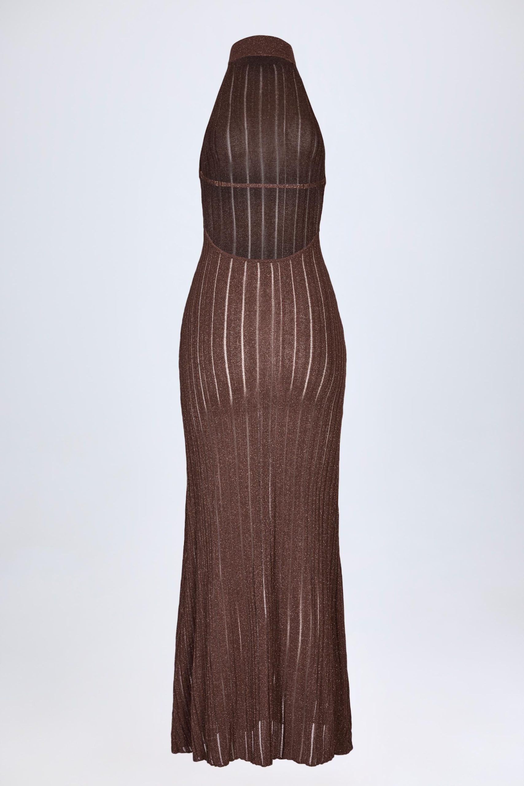 Backless Halterneck Maxi Dress in Bronze - Image 4