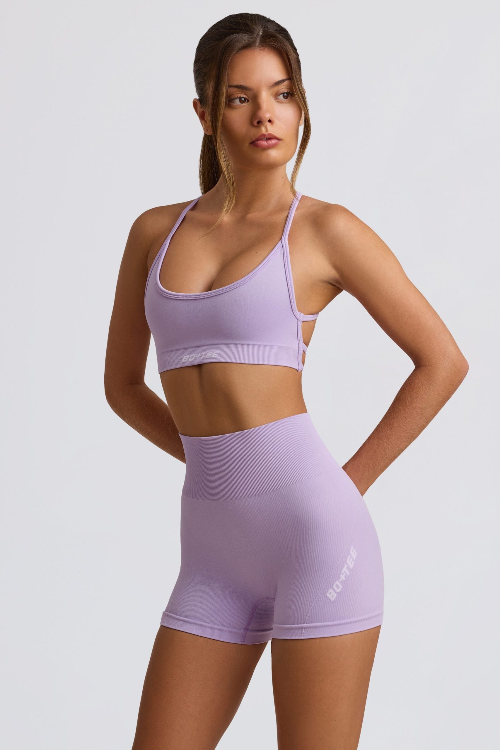 Super Sculpt Seamless Mini Shorts in Soft Lilac - Image 3