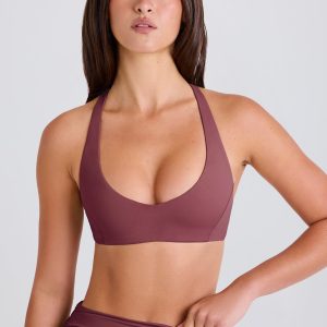 Crossback V-Neck Sports Bra in Acai