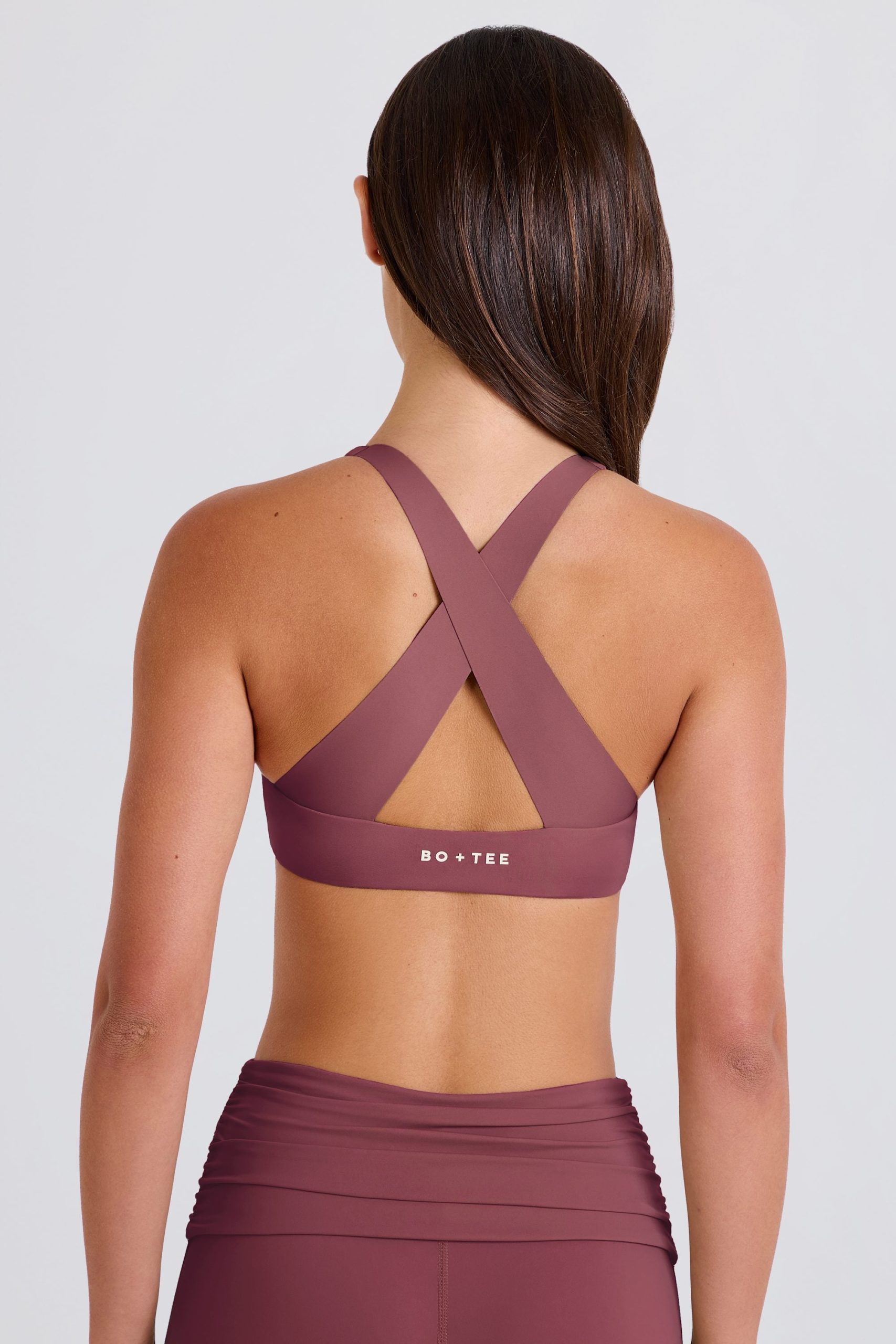 Crossback V-Neck Sports Bra in Acai - Image 4