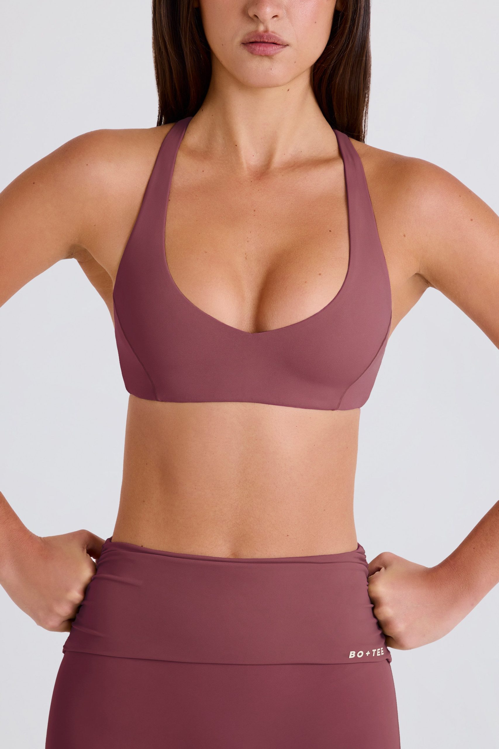 Crossback V-Neck Sports Bra in Acai - Image 5