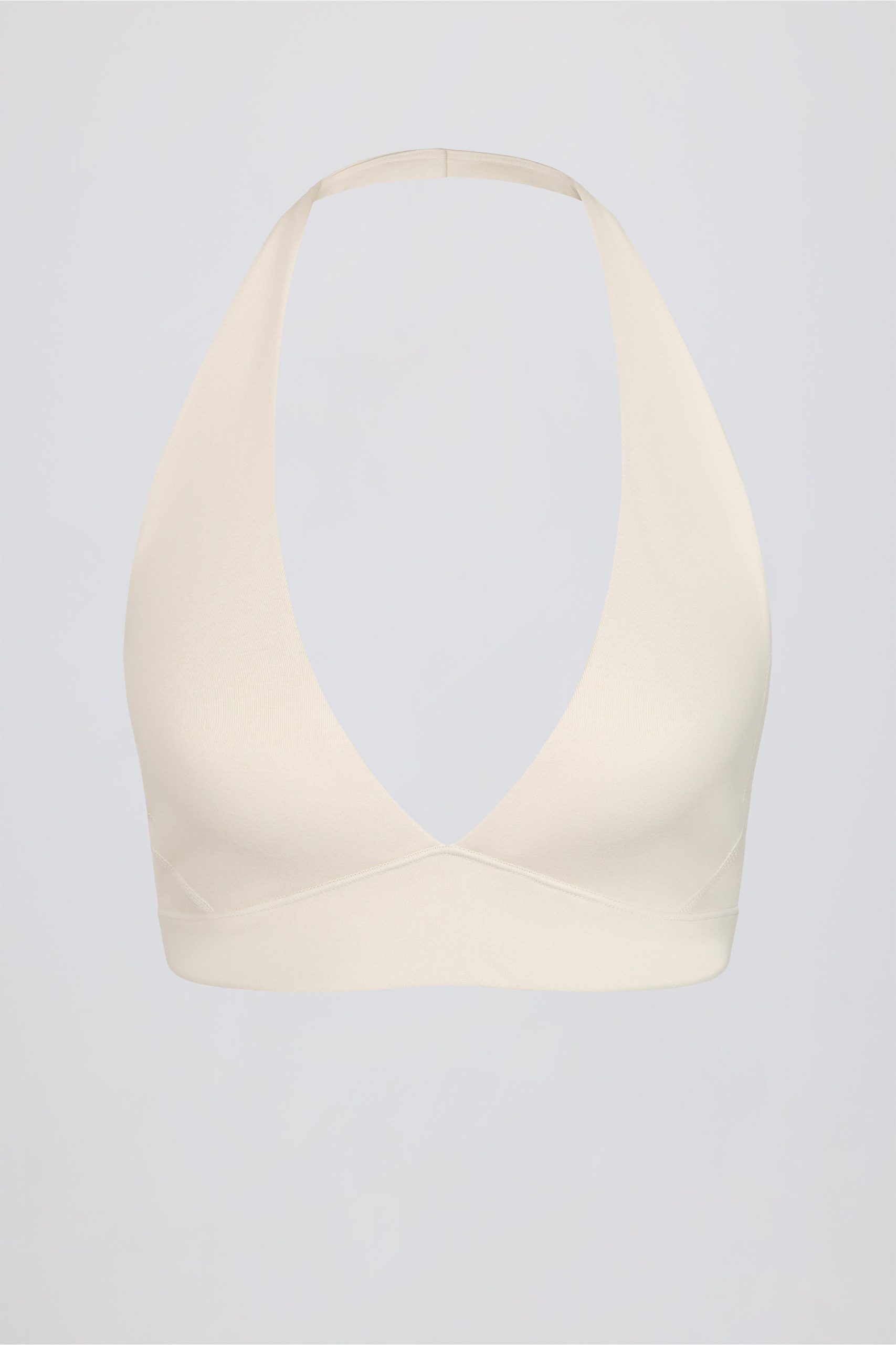 Brushed Jersey V-Neck Sports Bra in Ivory Marl - Image 5