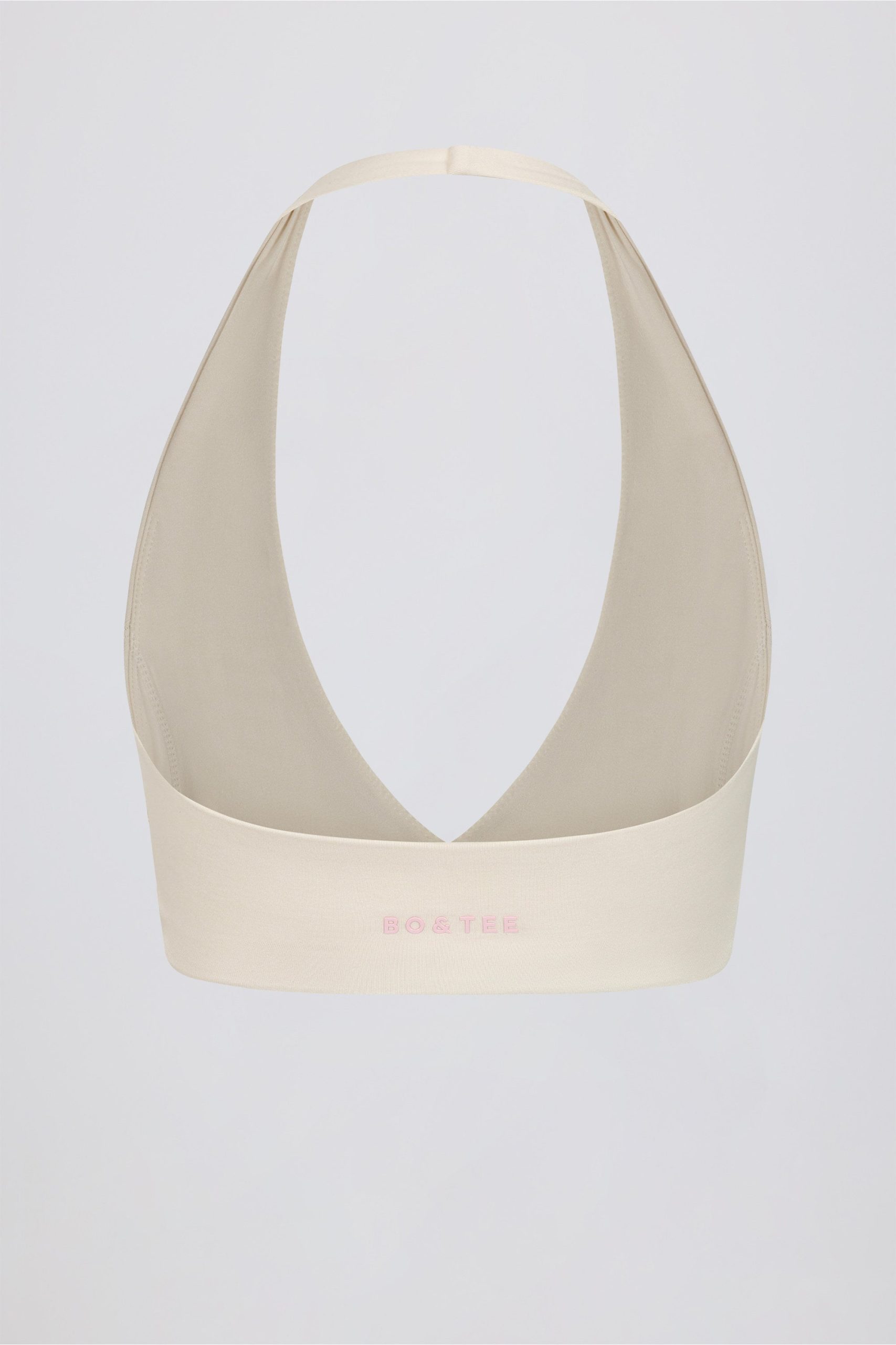 Brushed Jersey V-Neck Sports Bra in Ivory Marl - Image 6