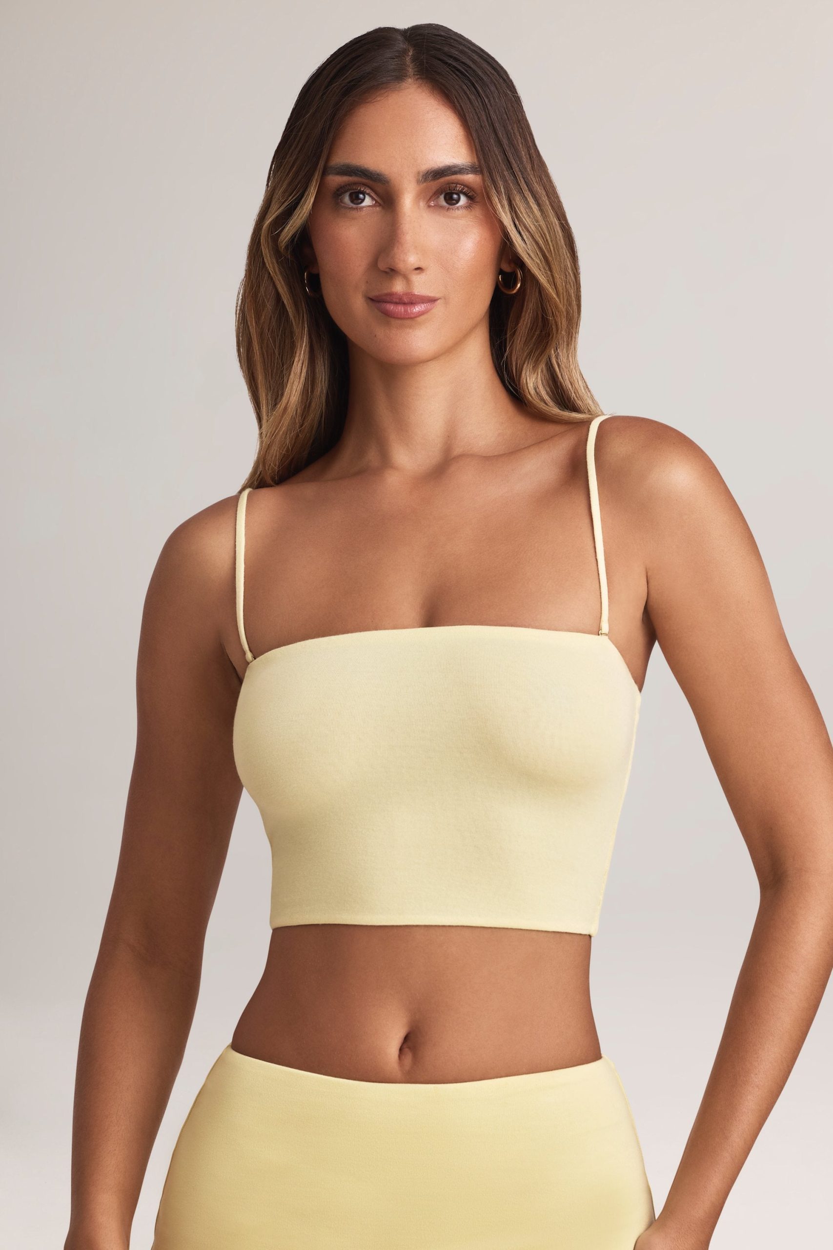 Modal Strapless Crop Top in Lemon Sherbet - Image 6