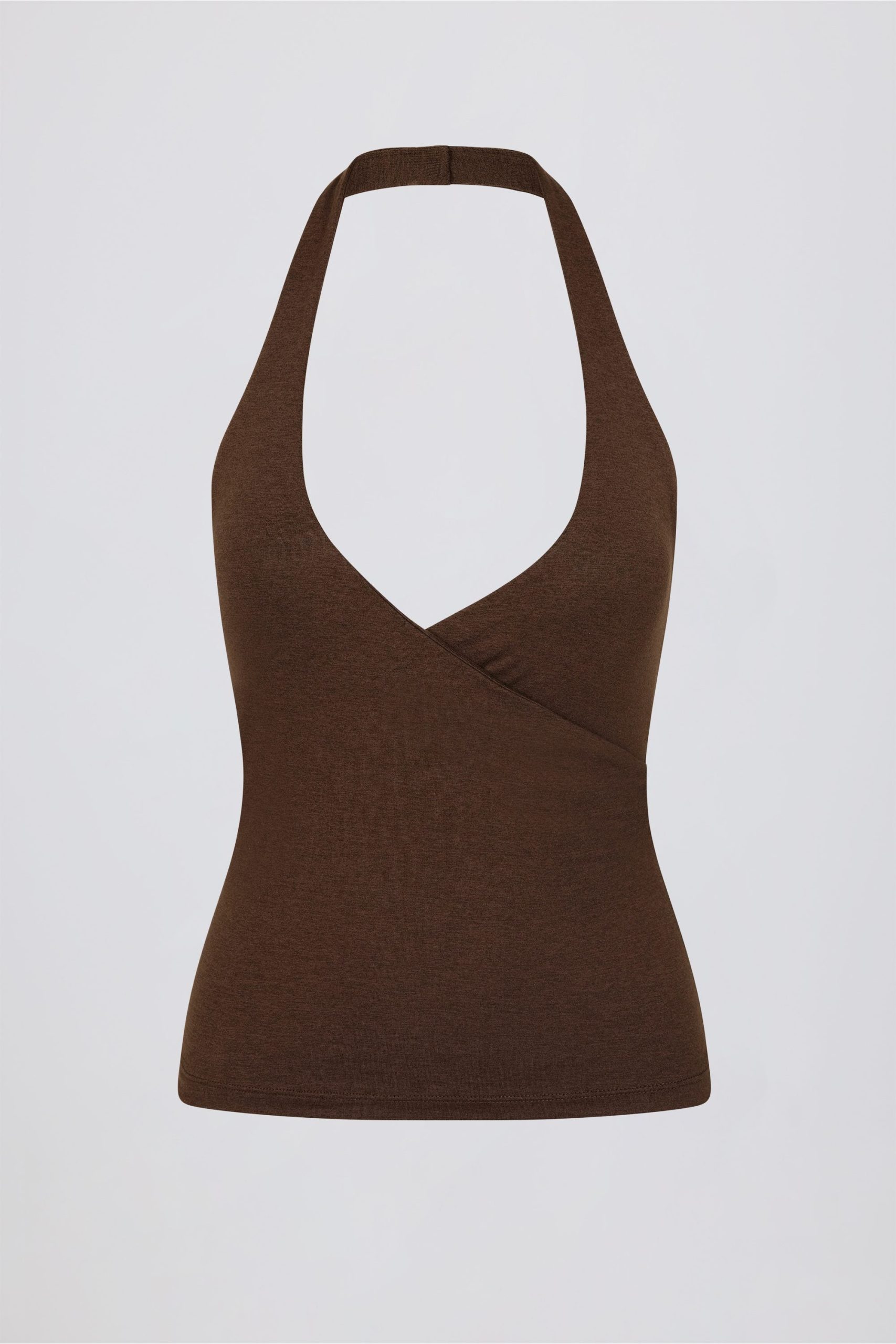 Halterneck Open-Back Tank Top in Pecan Marl - Image 6