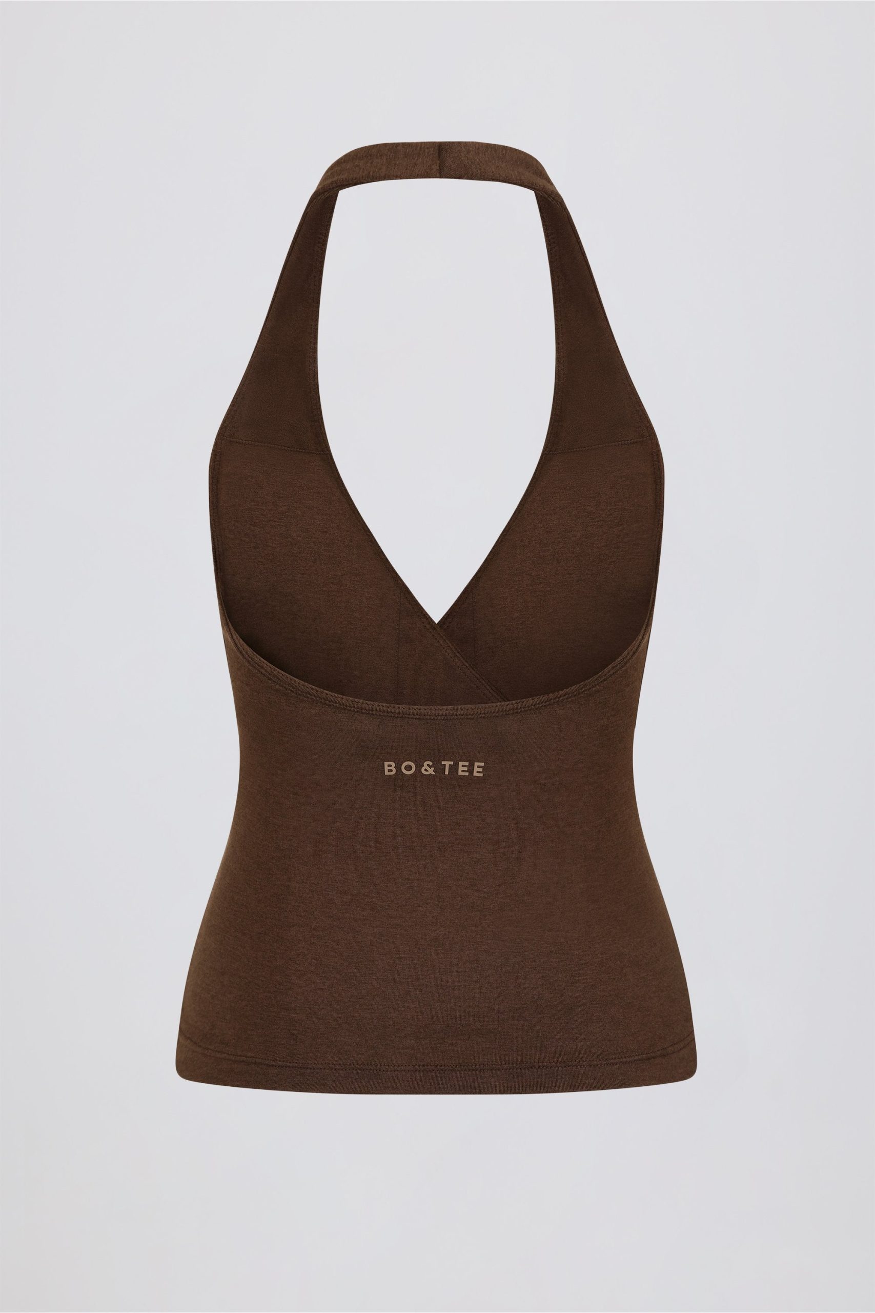 Halterneck Open-Back Tank Top in Pecan Marl - Image 7