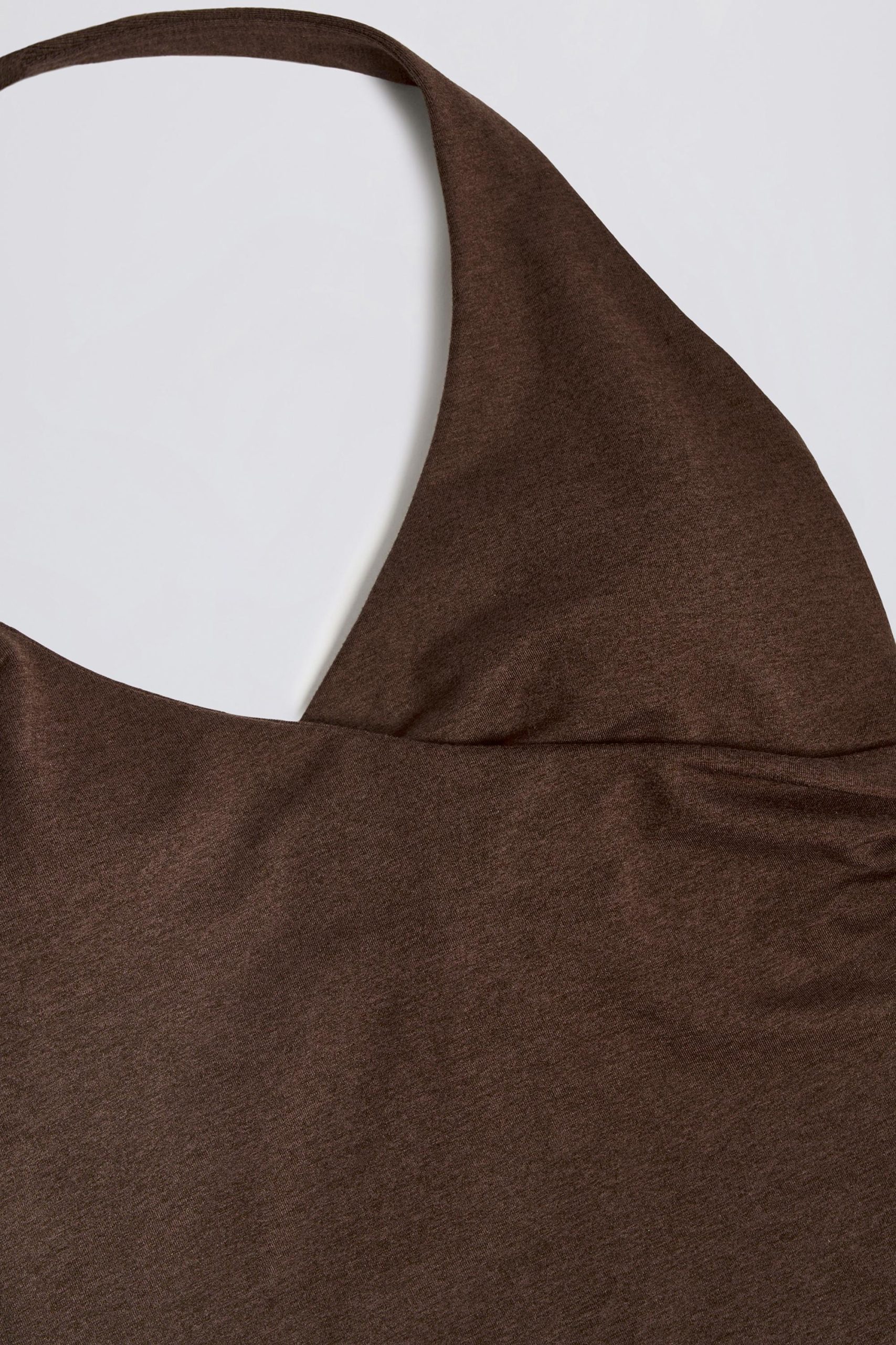 Halterneck Open-Back Tank Top in Pecan Marl - Image 8