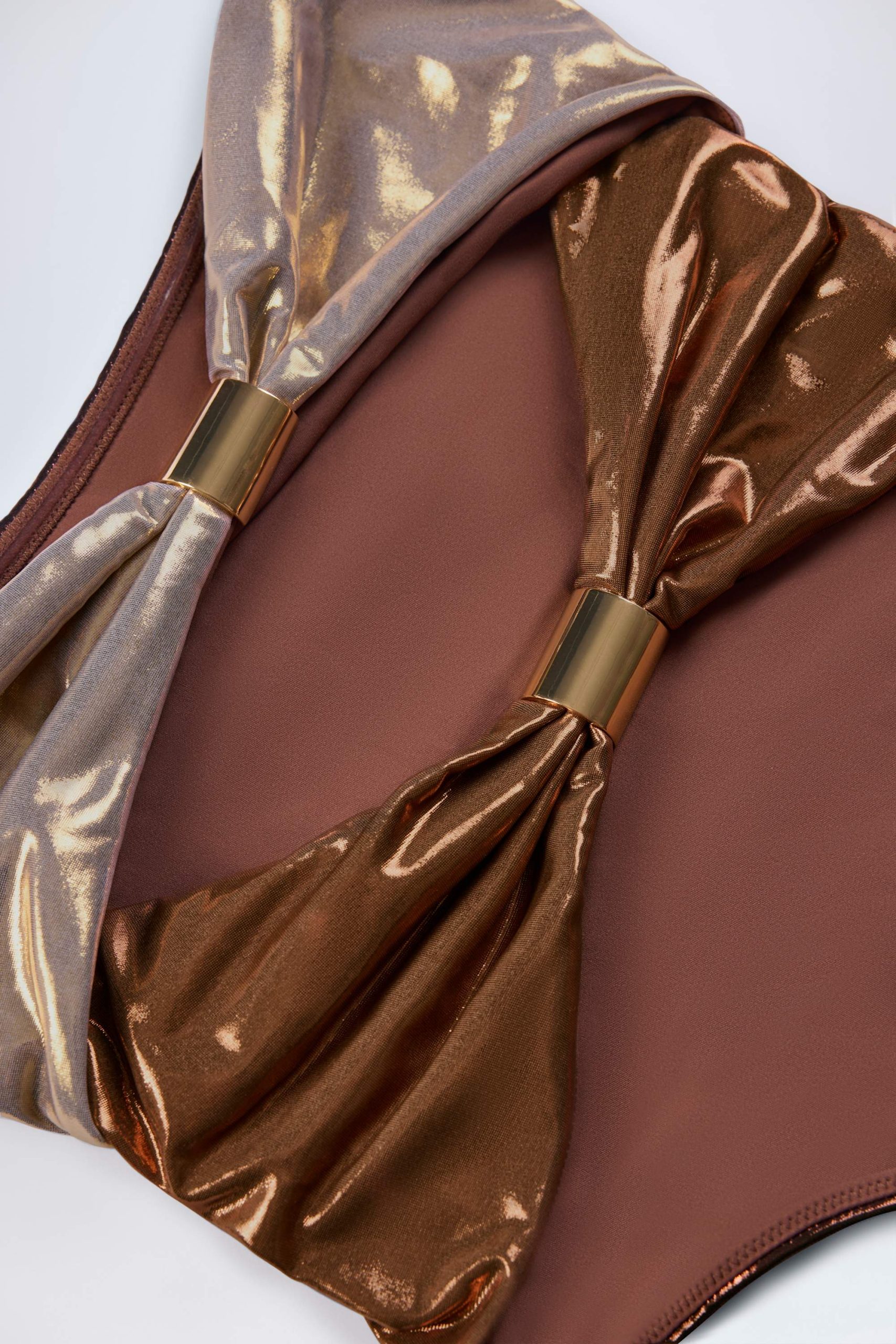 Panelled Cut-out Swimsuit in Bronze Gold - Image 7